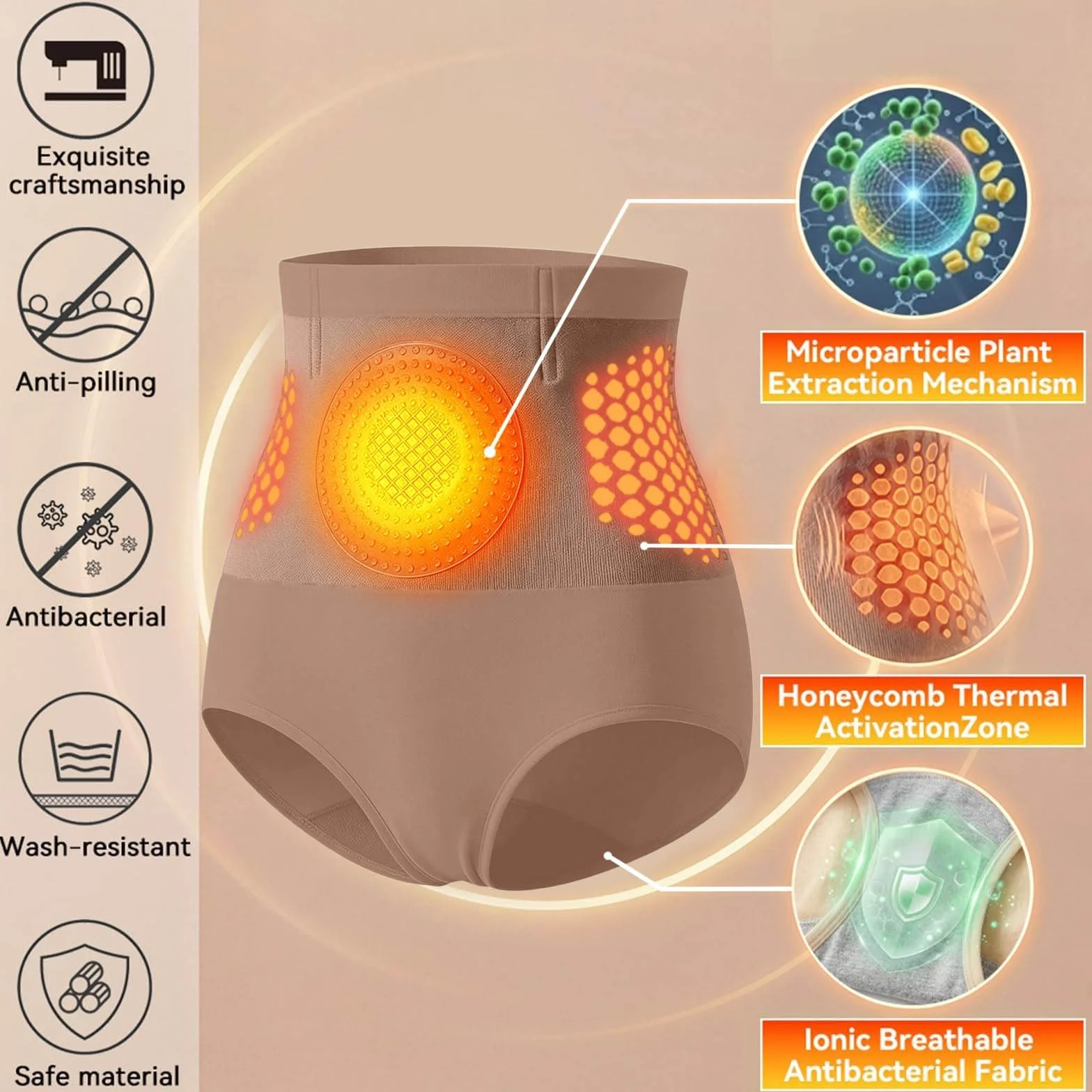 Pantalones Moldeadores 4-En-1 Sin Costuras Cintura Alta Control Abdominal Levantamiento Glúteos Antideslizantes Mujer