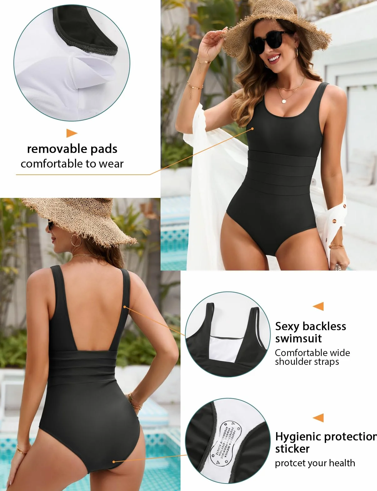 UMIPUBO Bañador Mujer Reductores Barriga Sexy Espalda Expuesta Traje de Baño de Una Pieza Talla Grande