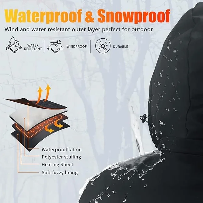 Chaleco calefactable hombre con batería 10000mAh, chaqueta sin mangas, 3 niveles de calor + 9 zonas