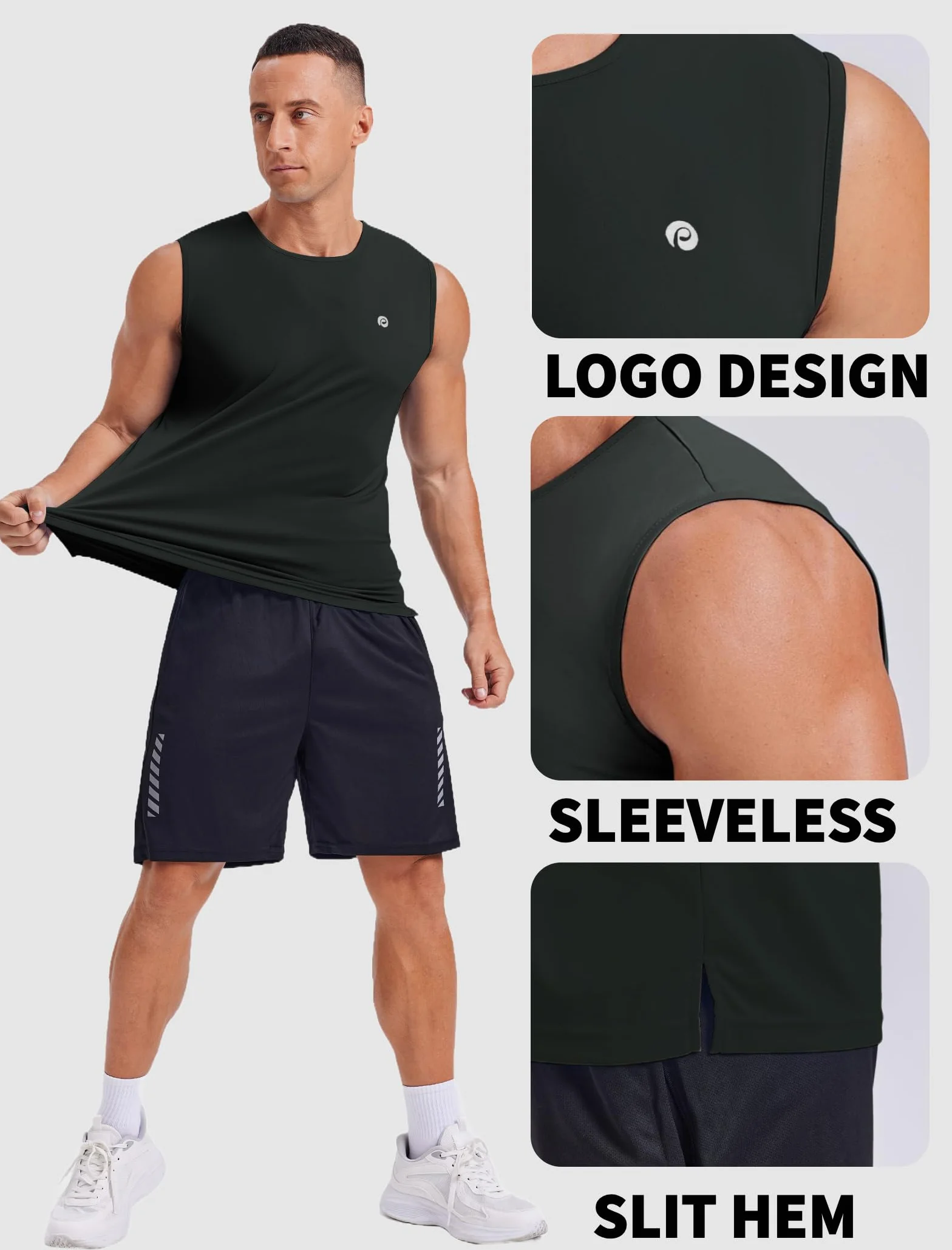 PINSPARK Camiseta Sin Mangas Hombre UPF 50+ Secado Rápido Gimnasio Deportes Running