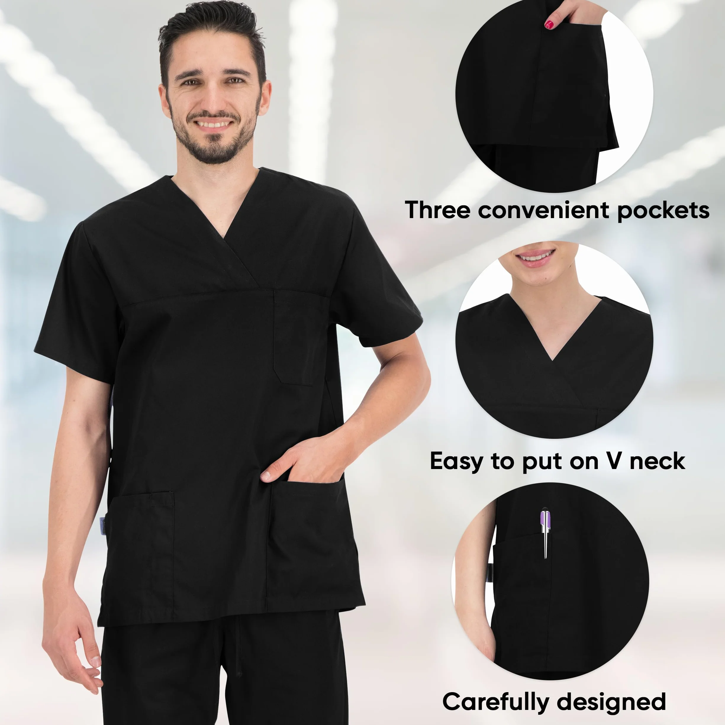 B-well ANGEL Unisex Casaca Sanitaria Cuello V Manga Corta Uniforme