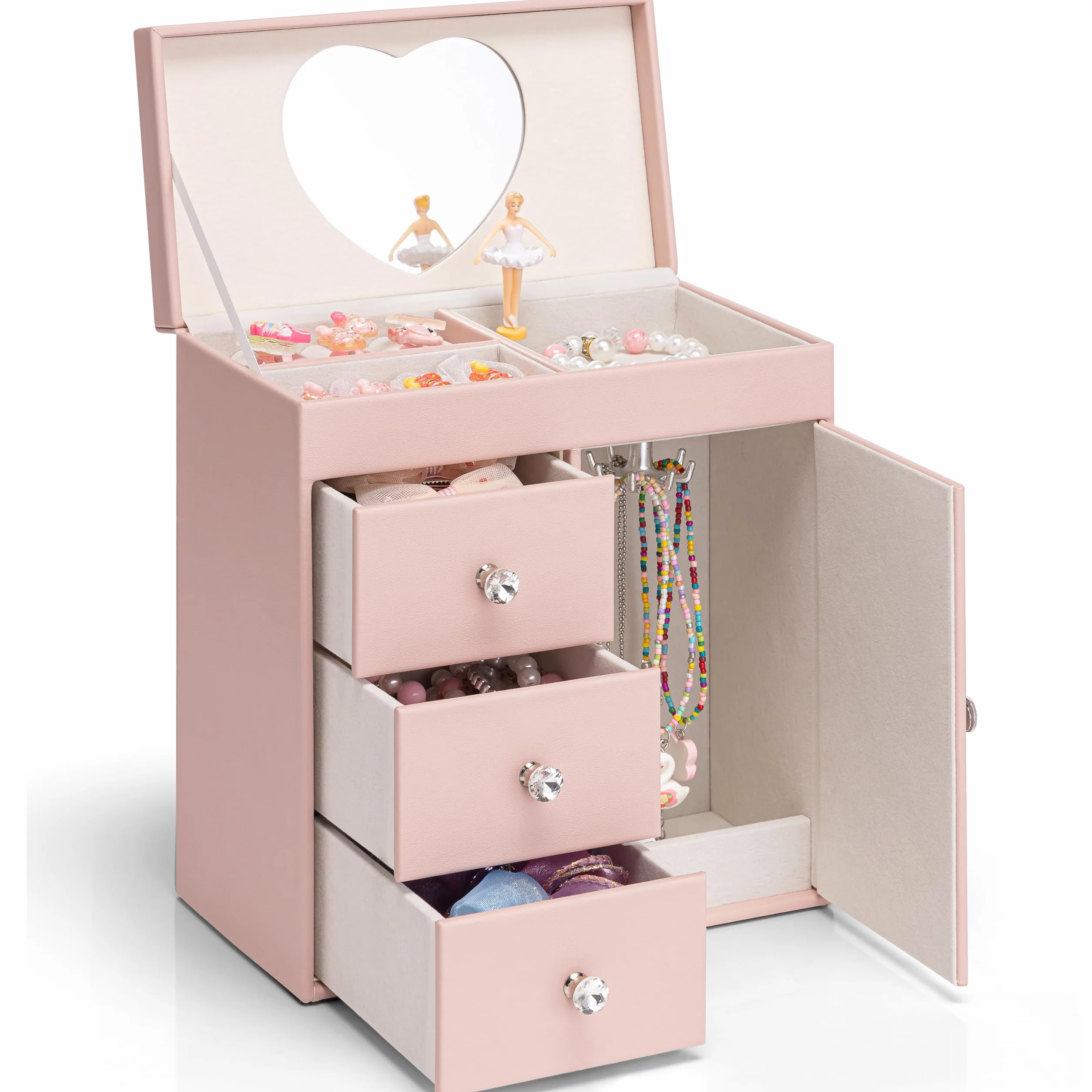 Caja de música para niñas con bailarina, joyero musical 4 capas