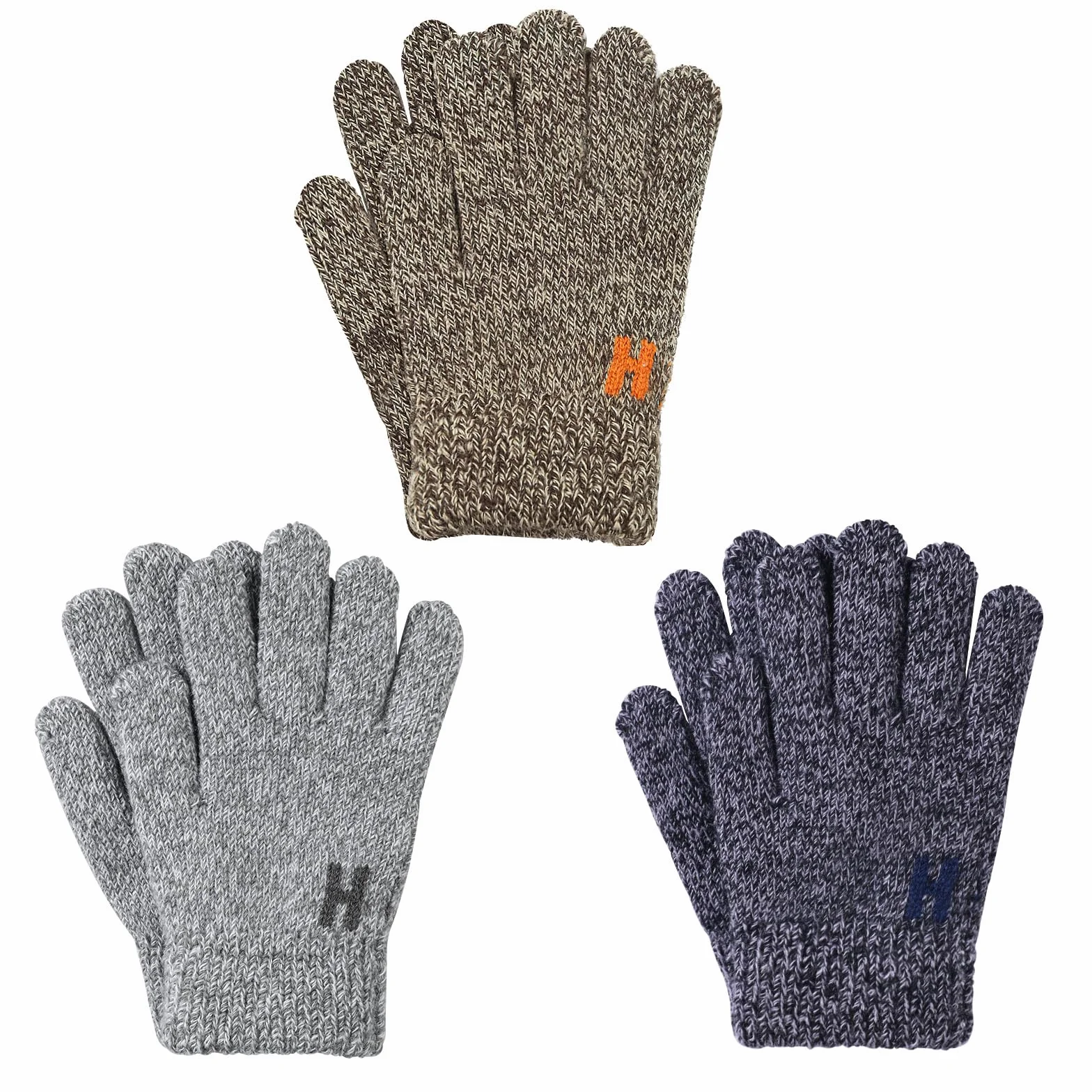 TAGVO Guantes de Invierno para Niños 3 Pares - Guantes de Punto Calientes Elásticos