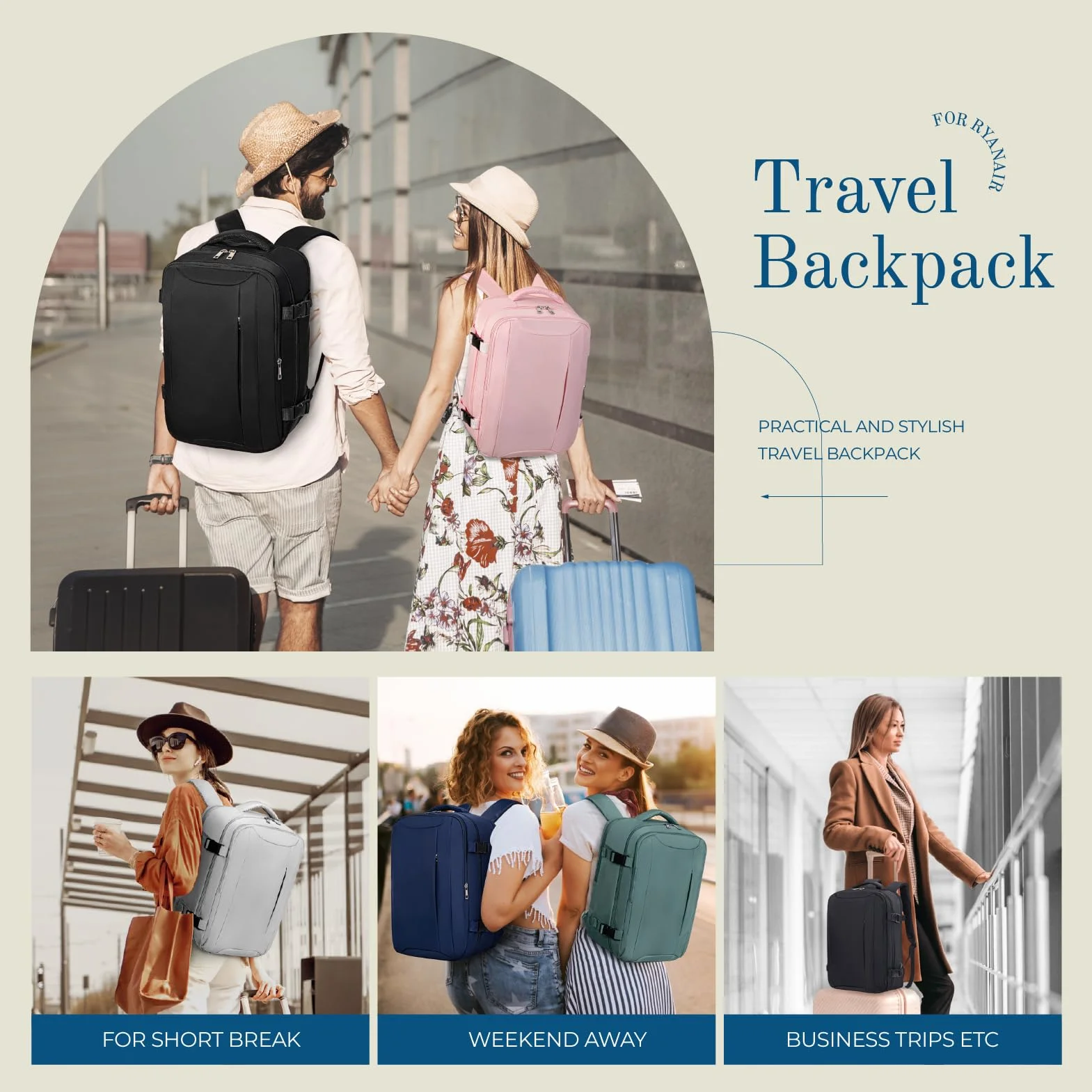 Lossga Mochila 40x30x20 para Ryanair Cabina Avion Travel Backpack Maleta Equipaje de Mano