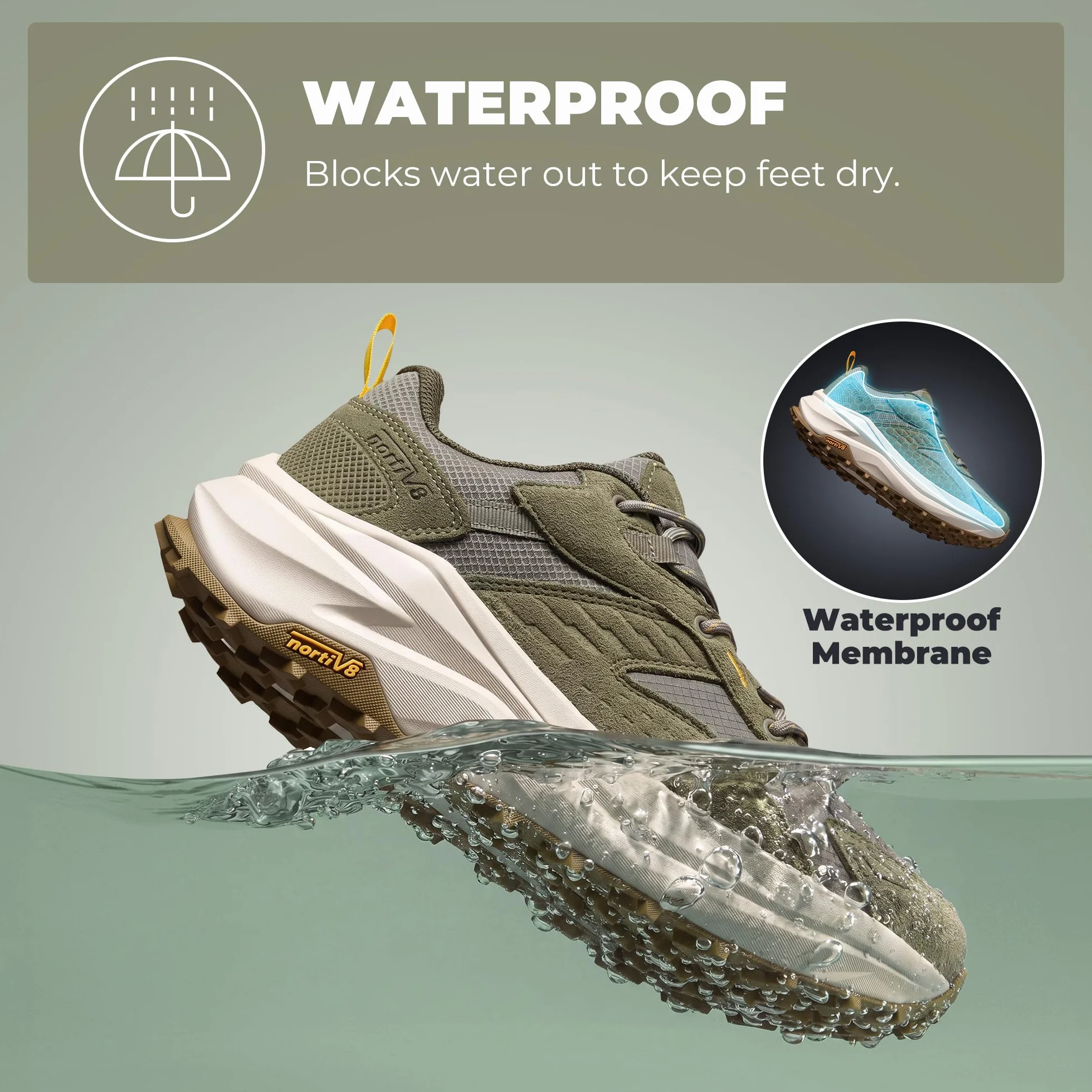 NORTIV 8 Botas Trekking Hombres Punta Ancha Impermeables Montaña Ligeros