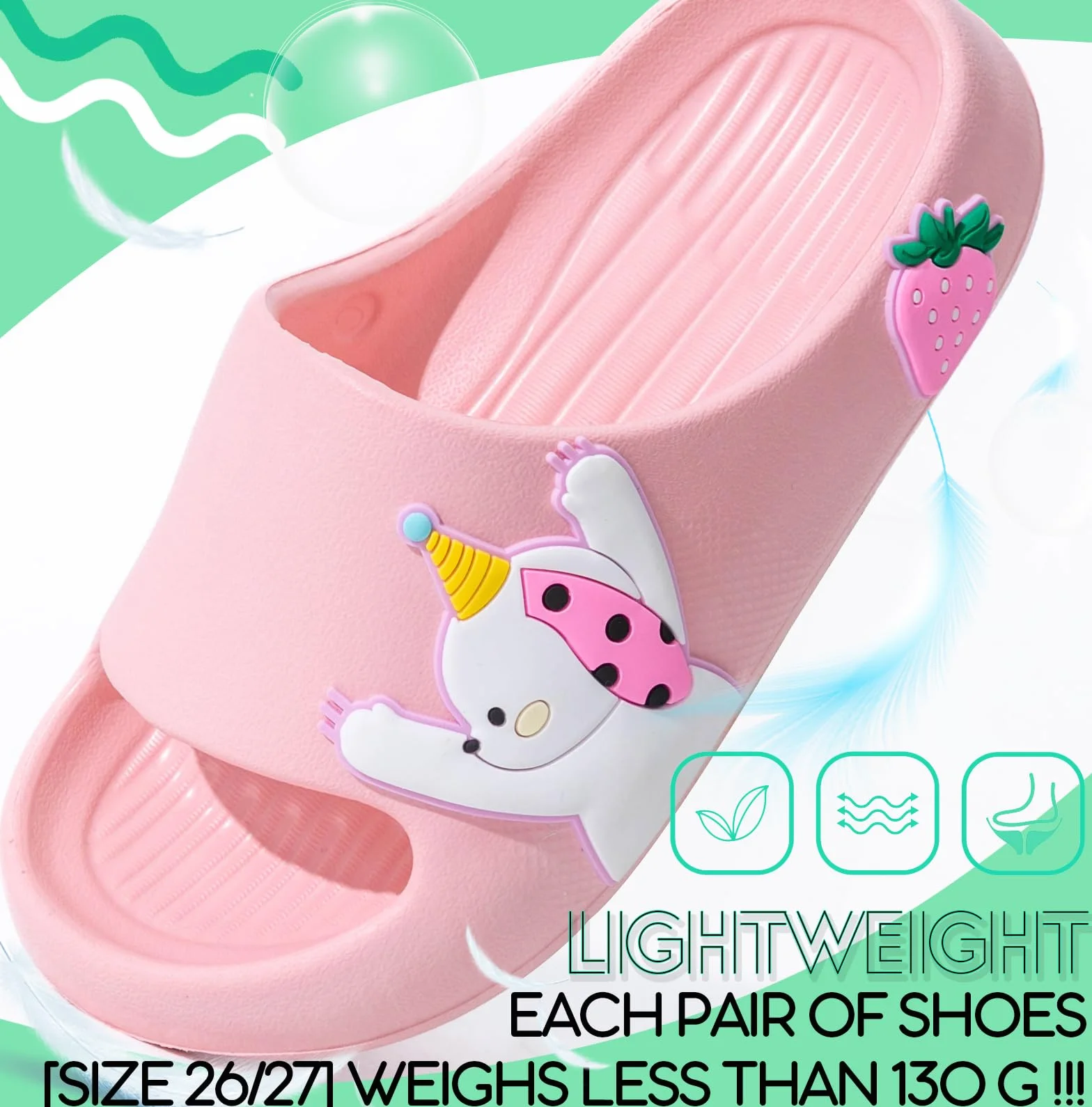 Chanclas de Baño Antideslizantes para Niños y Niñas Ultraligeras 130g Tallas 26-38 EU Sandalias EVA Playa Piscina