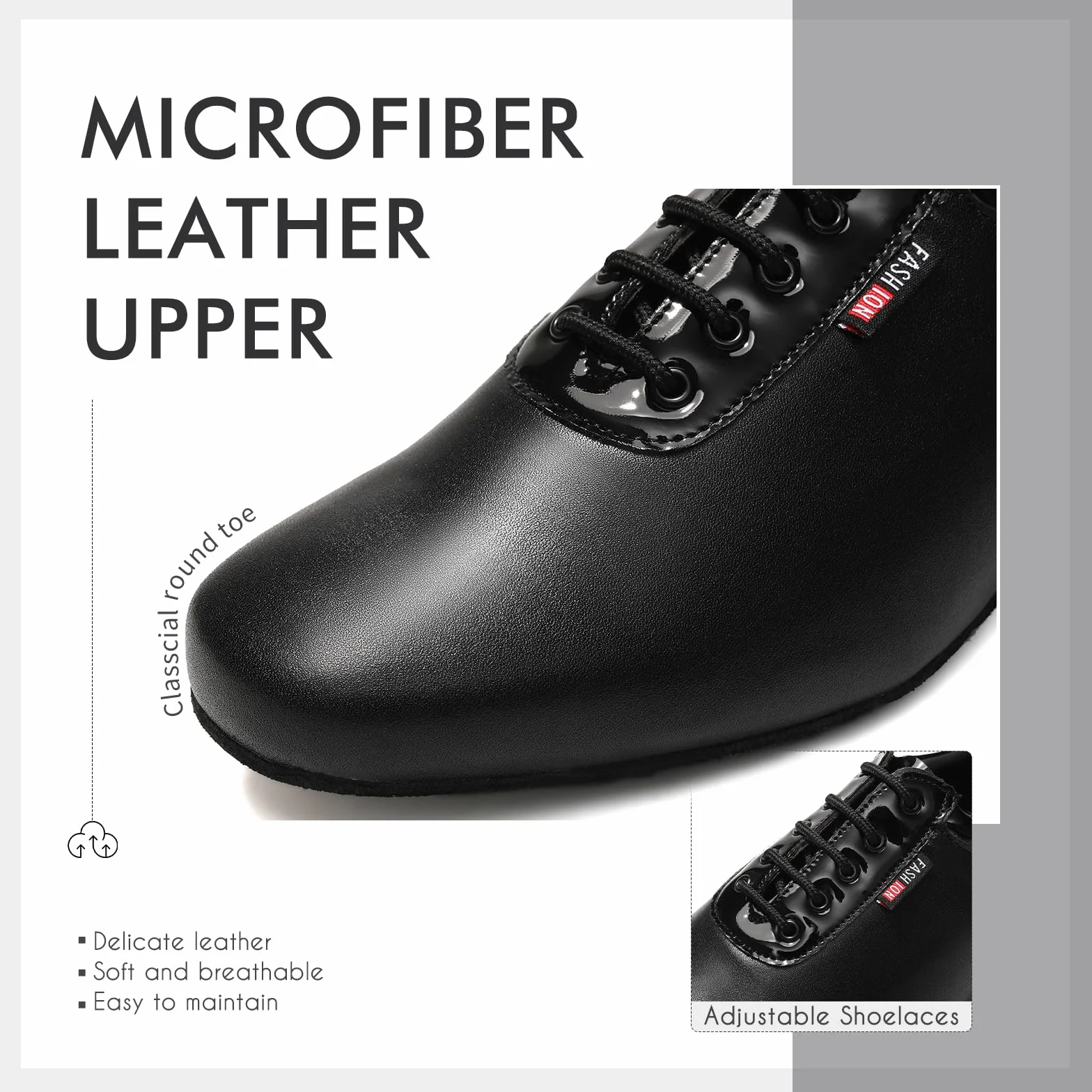 Zapatos de Baile Latino Hombre Negro Cordones Salsa Salón Tacon Bajo