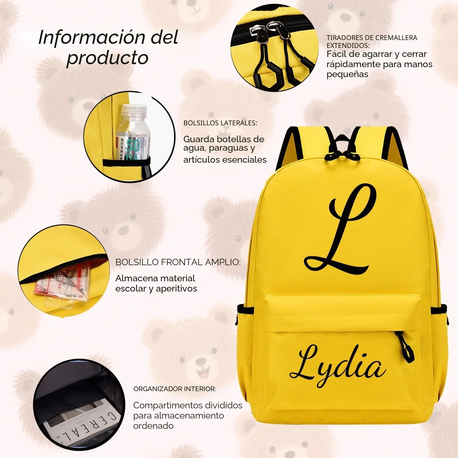 Mochila infantil personalizada impermeable para niños con nombre y diseño, guardería escuela primaria adolescentes S/M/L