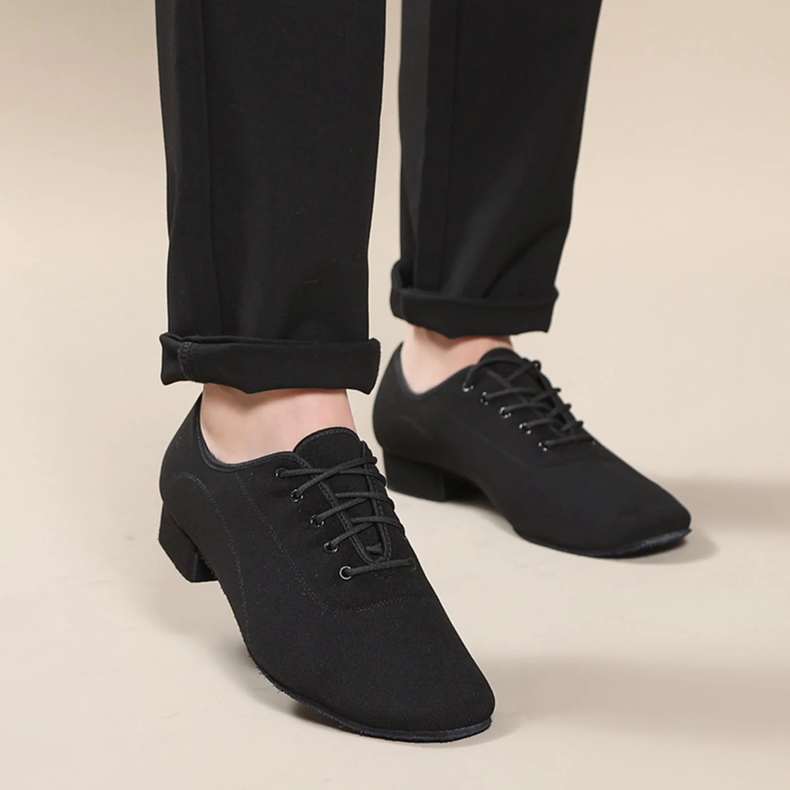 Zapatos de Baile de Salón para Hombre Suela de Cuero Latinos Modernos con Cordones Tacón Bajo