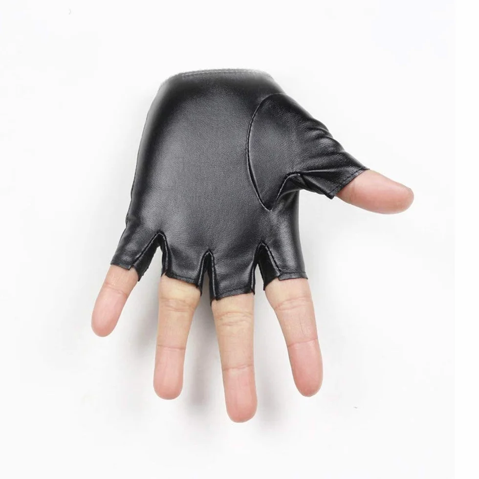 Long Keeper Guantes sin Dedos de Cuero PU para niños 4-11 años