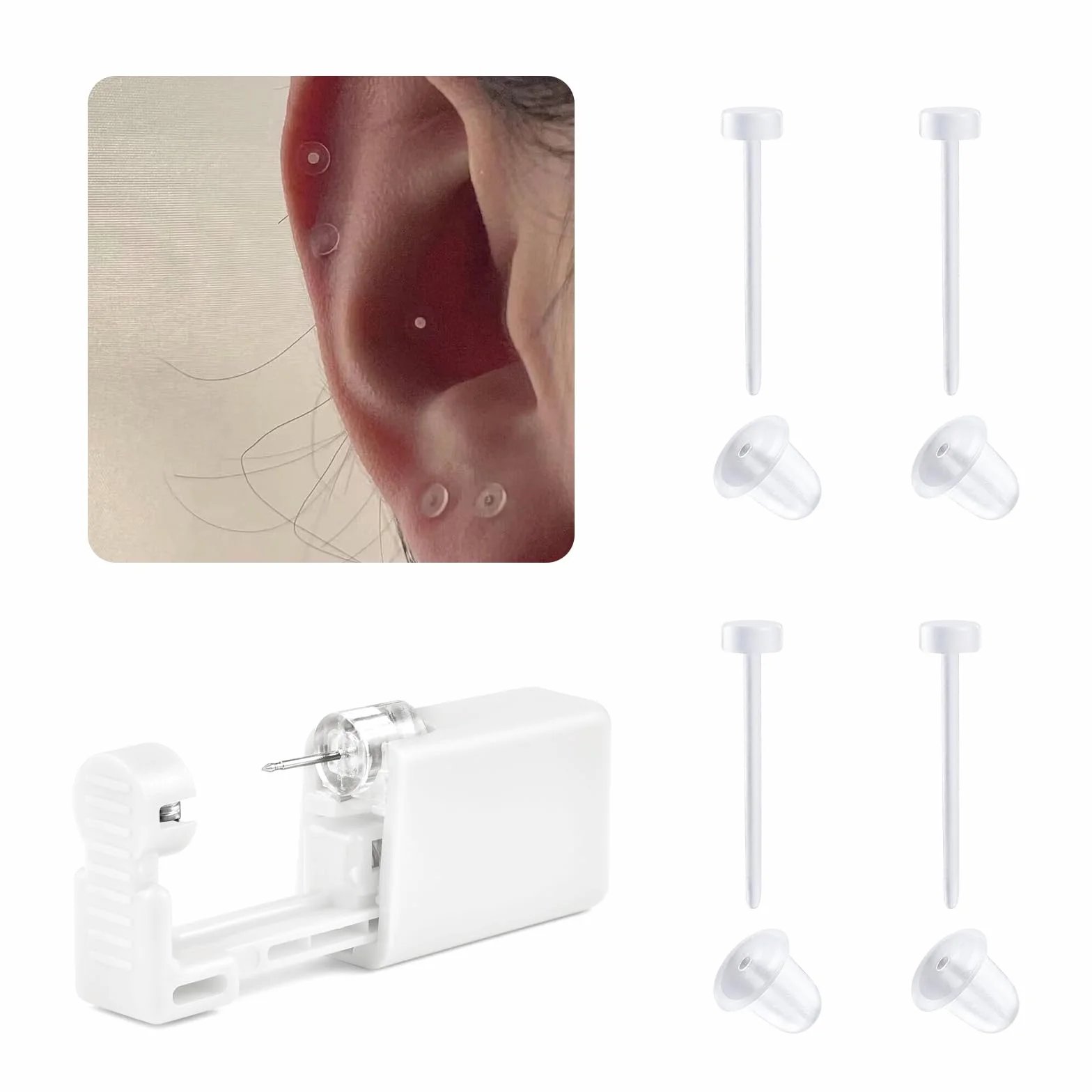 AceFun 4mm tragus helix piercing pistola conjunto acero inoxidable oreja cartílago pendientes