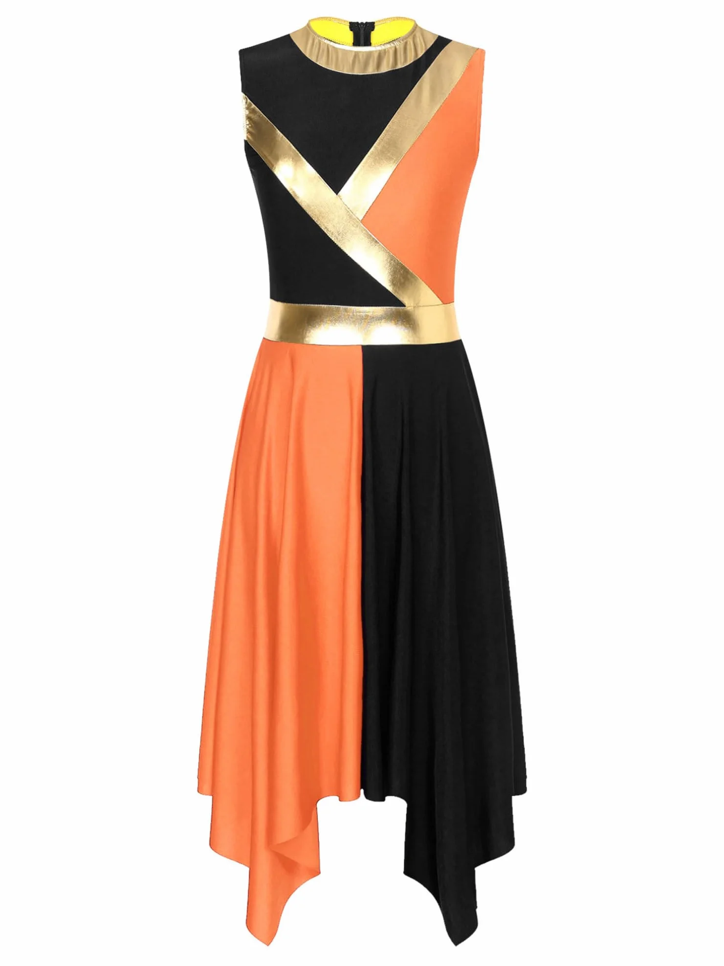 Vestido de Danza Lírica para Mujer con Falda Asimétrica y Pantalones Bombachos