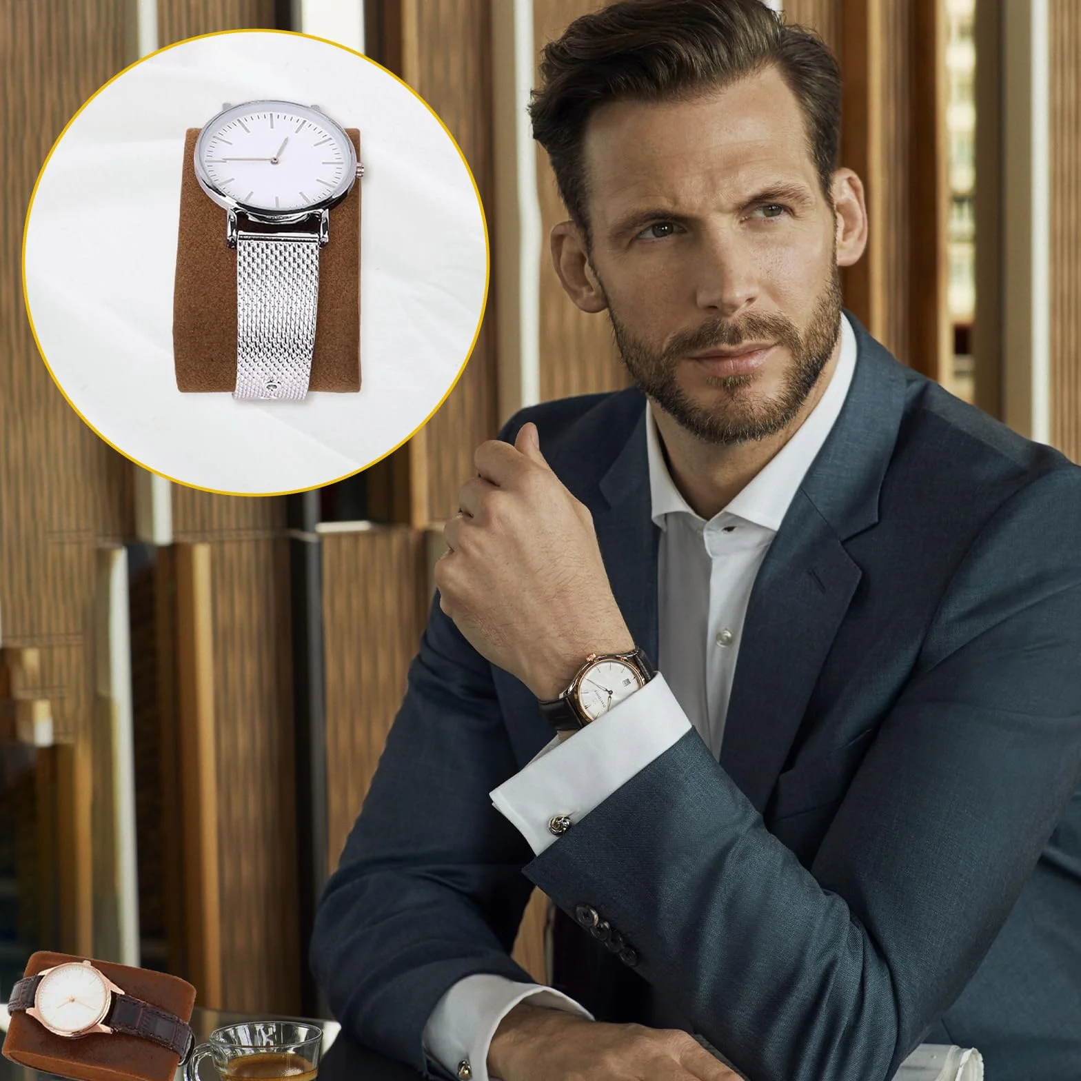 Cojín para Reloj 8 Piezas Estuche Exhibición Joyería Pulseras, Ovalado Gris