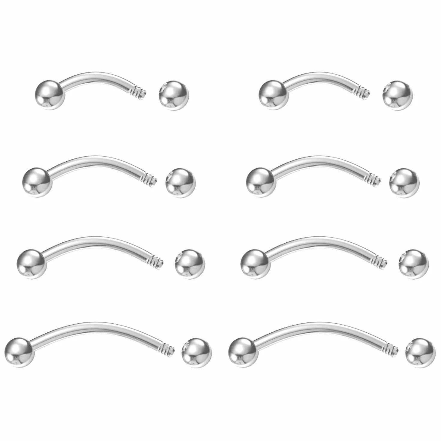 Implante Titanio Curvado Barra Plátano 1.0mm 1.2mm Rook Hélice Frontal Ceja Anillos Vertical Labret Piercing