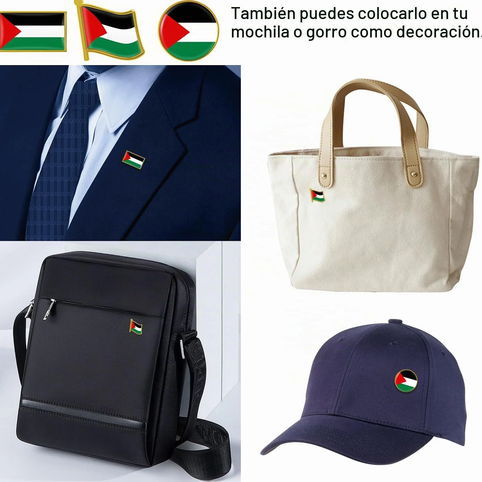 Insignias de la Bandera Palestina, Alfileres, Broches y Pines Esmaltados