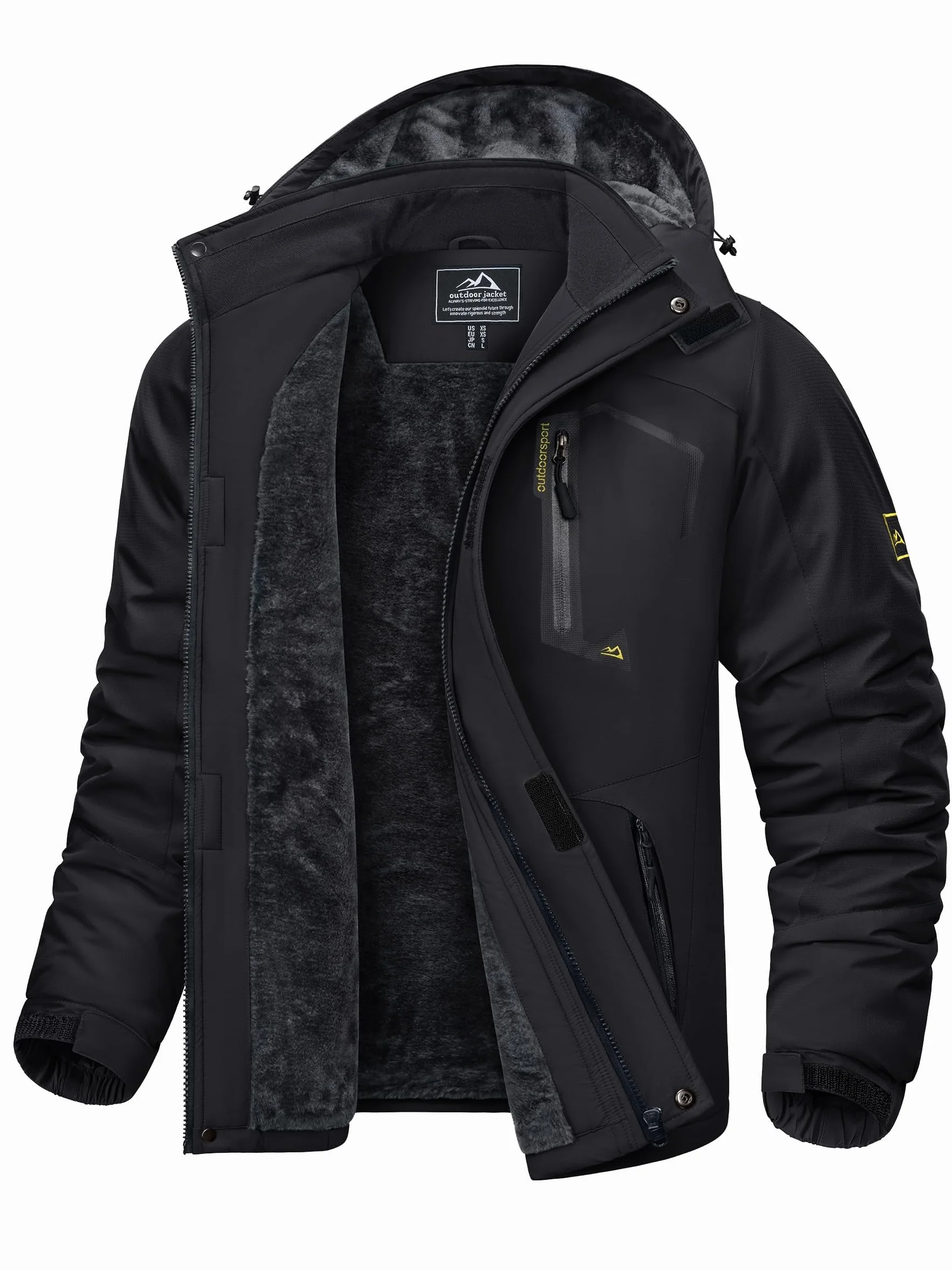 KEFITEVD Chaquetas Impermeables Hombre Lana Invierno Abrigos Térmicos con Capucha Desmontable