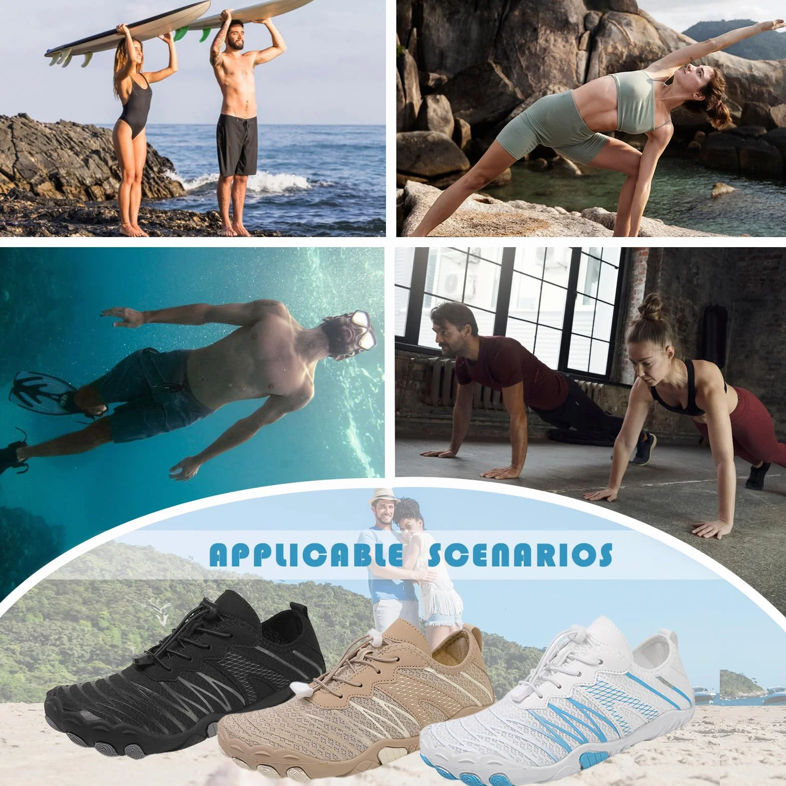 Acfoda Zapatos de Agua Hombre Mujer Barefoot Antideslizante Transpirable Secado Rápido Escarpines Gr. 36-47