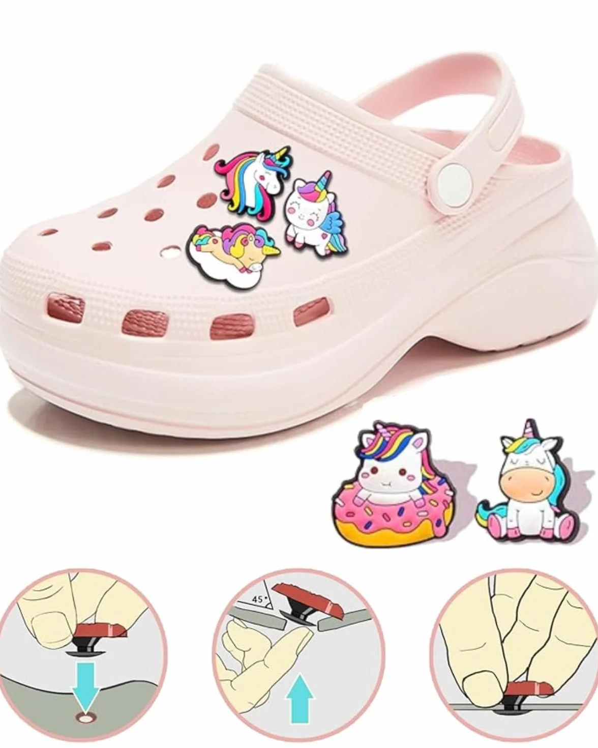 Adornos para Zapatos Unicornio Pack 25 Pins Decorativos para Crocs Zuecos