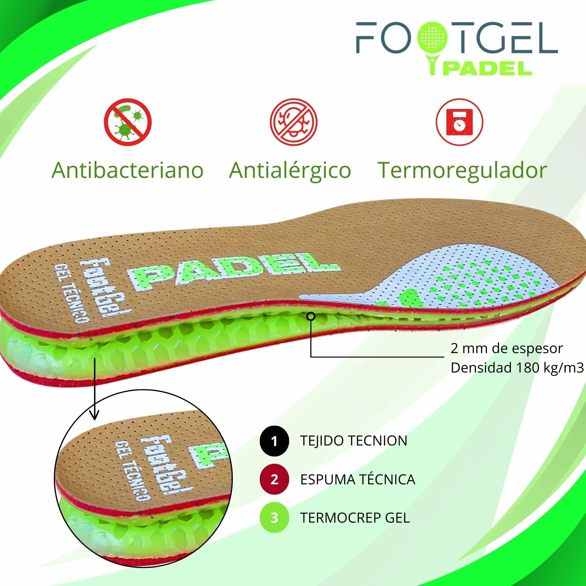 Plantillas Padel Gel Deportivas Transpirables Estabilizadoras Tallas 43-47