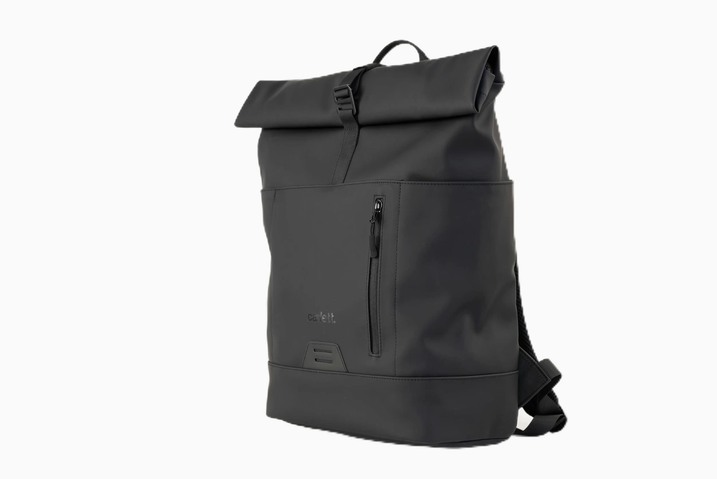 Carlett Mochila Urban, Mochila Urbana Unisex con Apertura Enrollable, Tejido Impermeable, Gran Capacidad Ajustable de 22L a 32 L y Múltiples Bolsillos, Color Negro
