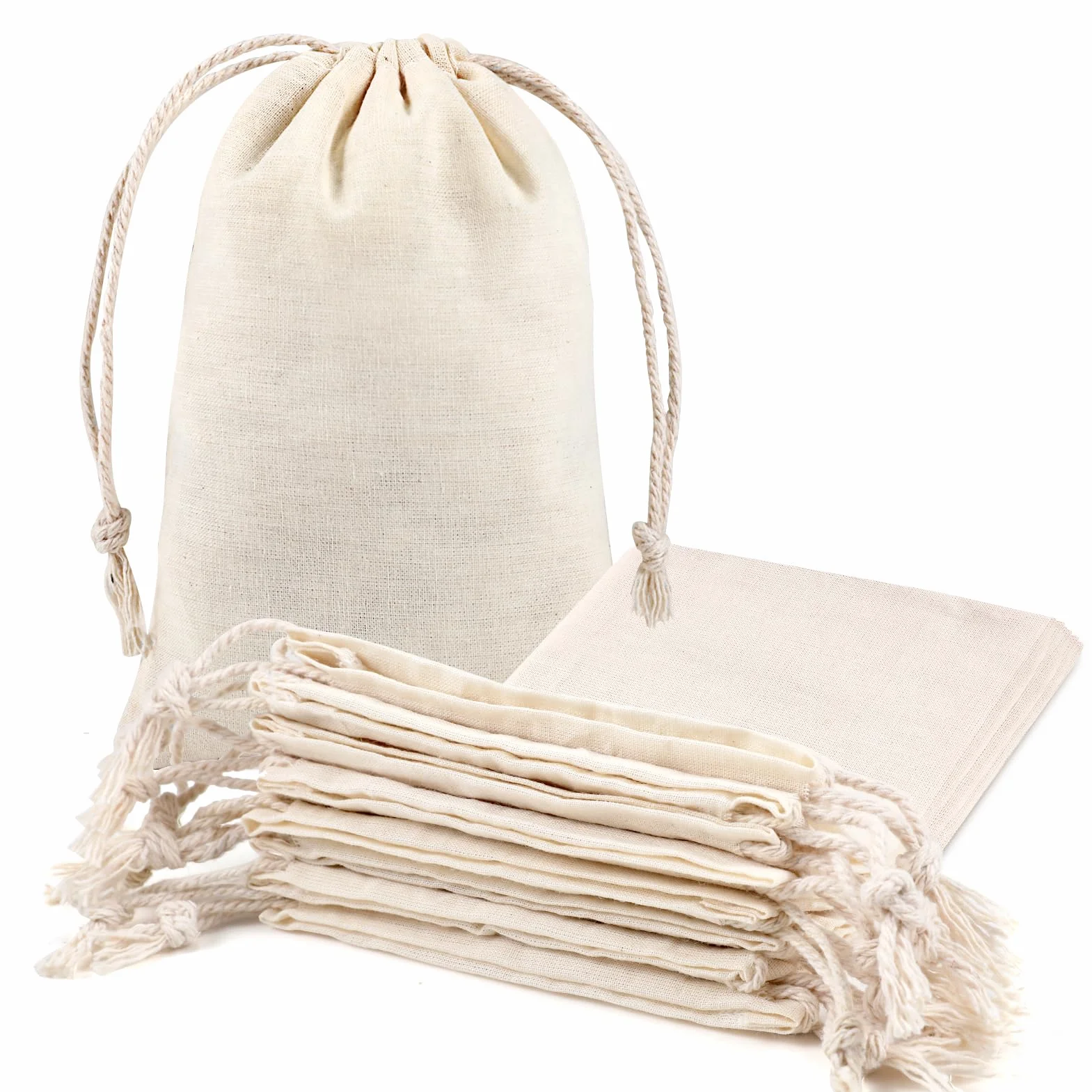 20 bolsas de algodón – 25 x 30 cm de algodón pequeñas bolsas con cordón para joyas, regalos y manualidades DlY