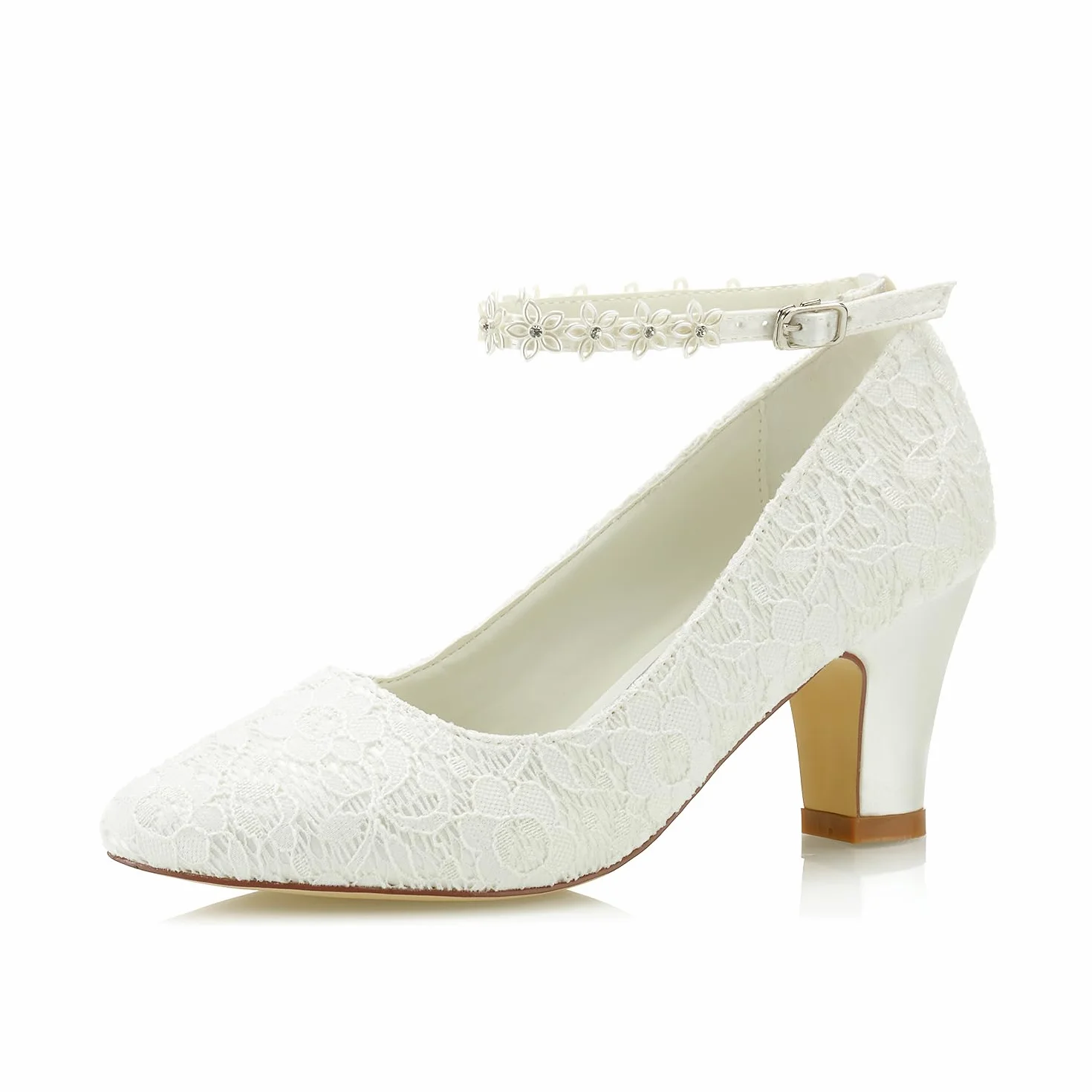 Zapatos de Novia JIAJIA 62311A Tacón Grueso 7cm Satén Flores Boda