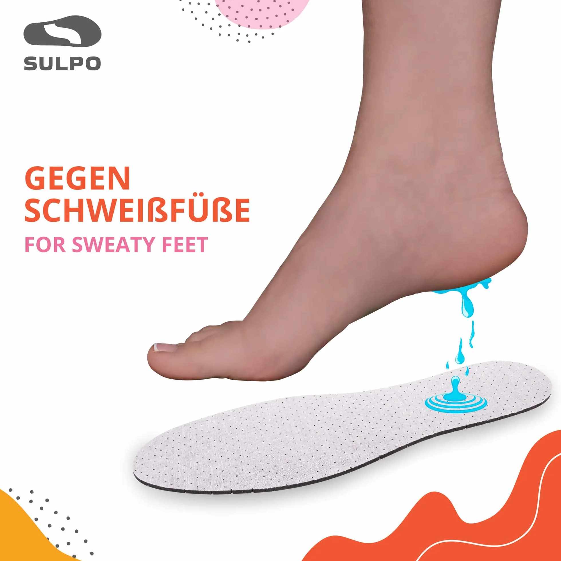 SULPO Plantillas de Carbón Activado Antisudor - Suelas Extraíbles de Espuma de Algodón y Látex para Zapatos, 4 Pares Tallas 36-48