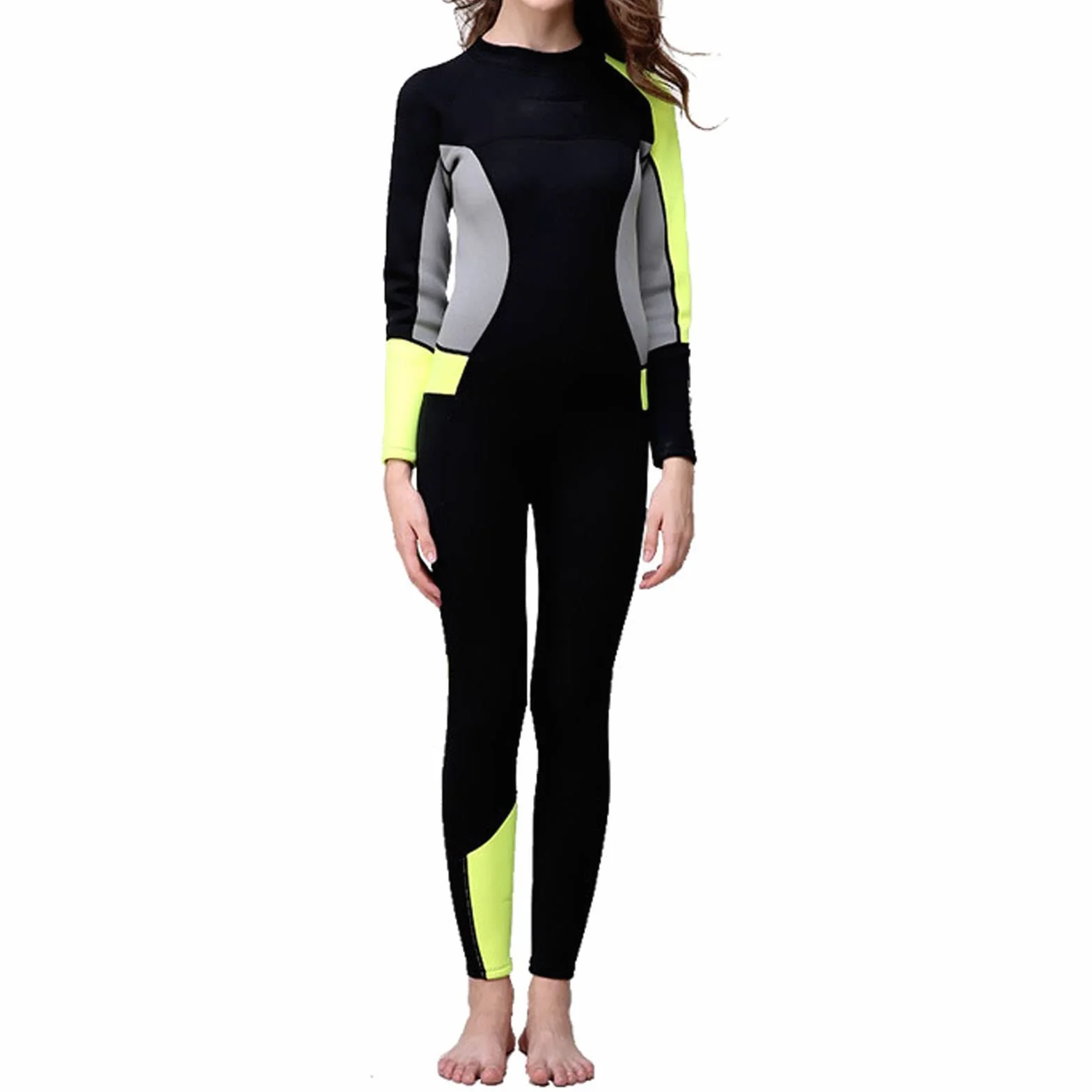 Traje de Baño de Manga Larga de Neopreno para Mujer Surf Cremallera