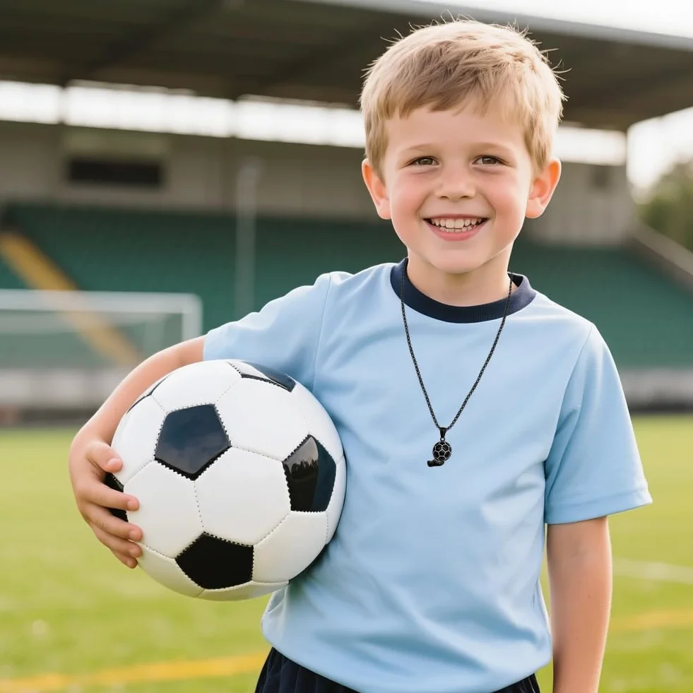 Regalo Futbol Niño Cadena Joyería 23 Pulgadas Negro