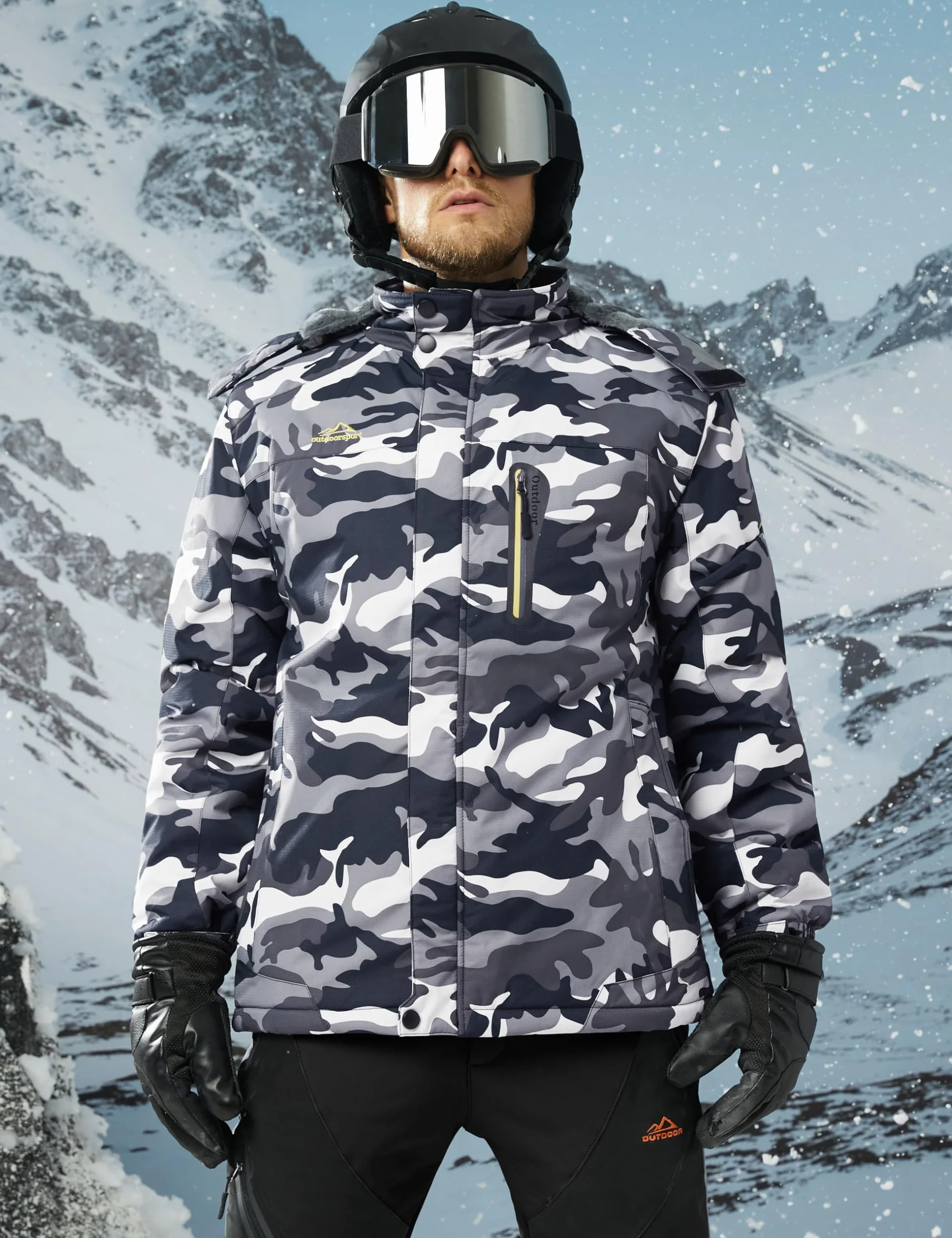 MAGCOMSEN Chaqueta de esquí impermeable para hombre a prueba de viento Mountain Parka con capucha