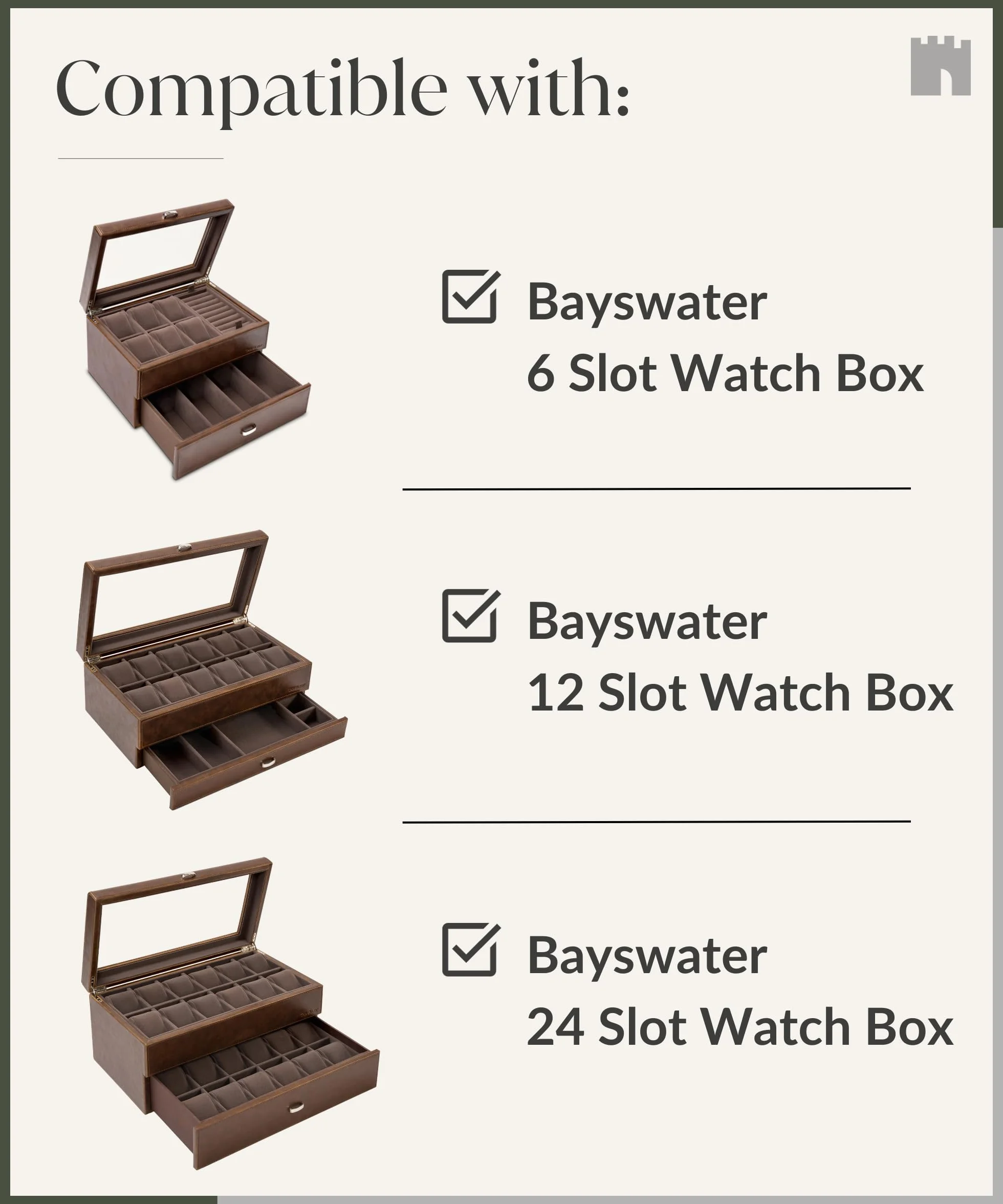 TAWBURY Bayswater Almohadas para caja de reloj 17,8 cm 50 mm Paquete de 12