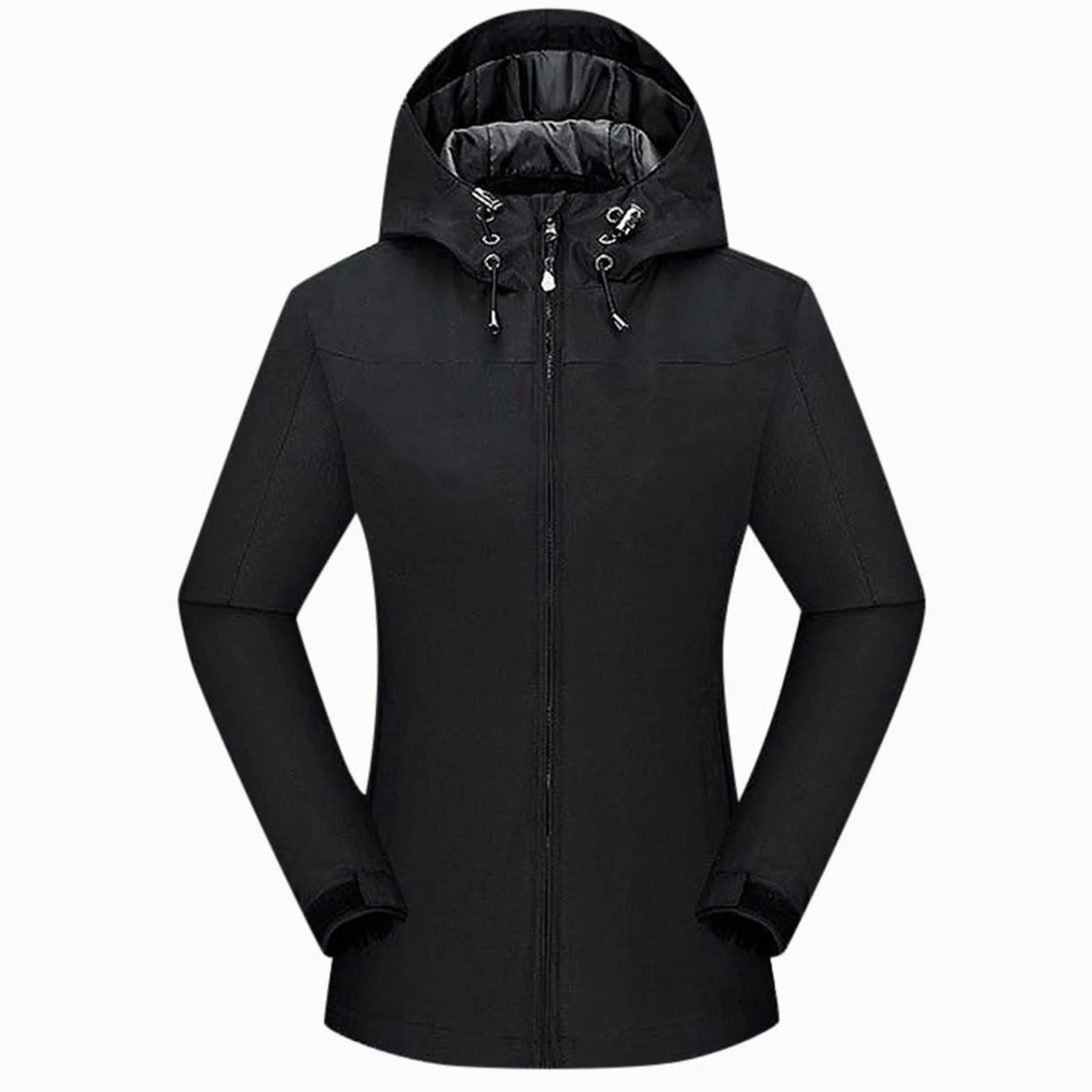 Genérico Chubasquero Deportivo Mujer,Chaqueta Softshell Ligera con Capucha De Color Liso para Mujer Chaqueta para Exteriores con Capucha Desmontable