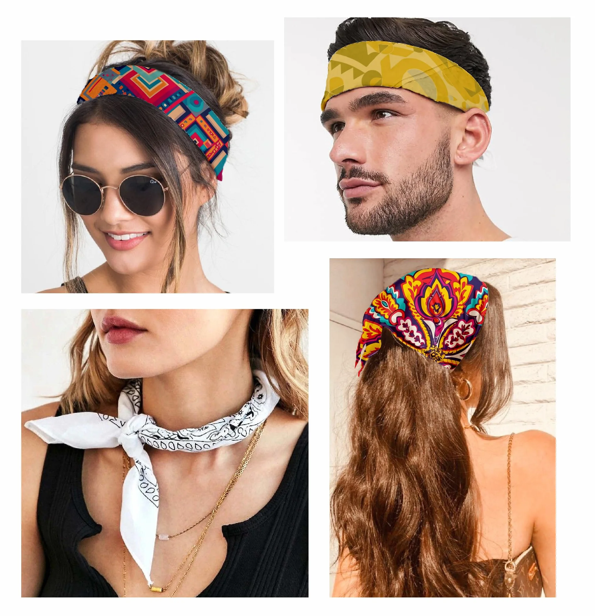 Pañuelos Personalizados de Poliester Para Hombre Y Mujer Bandanas Para Cabeza Cuello O Evento Personalizable