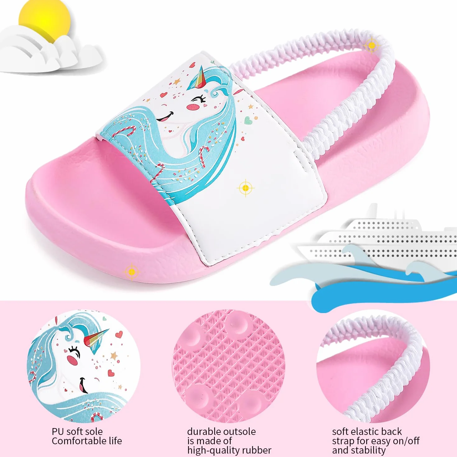 Littleplum Chanclas de Playa para Niña Zapatos de Ducha Verano Sandalias