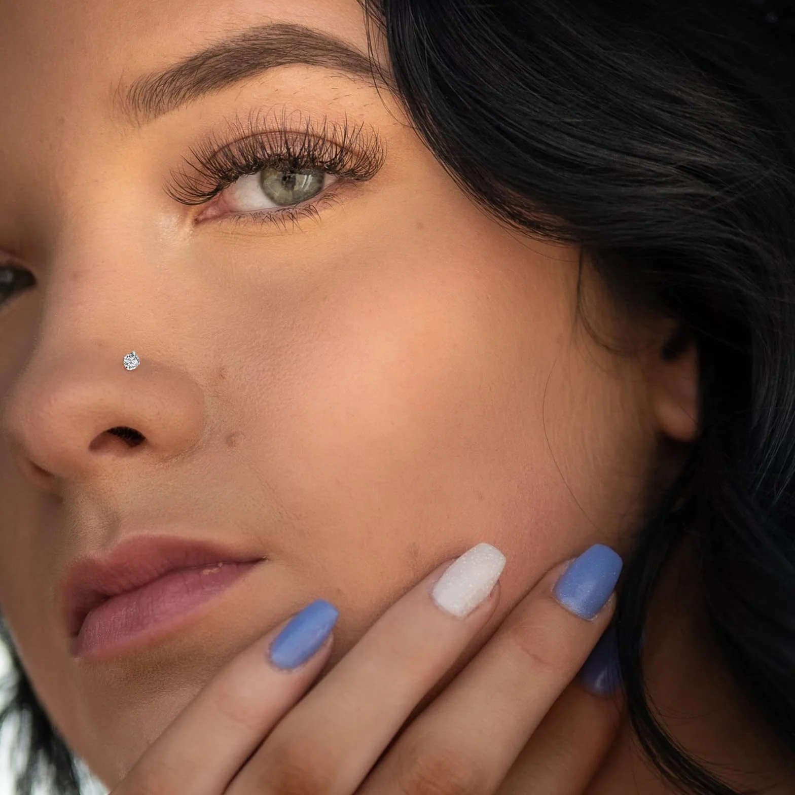 Piercing nariz plata 20G acero quirúrgico delgada barra de cristal Kit Regalo Mujeres Hombres Niñas