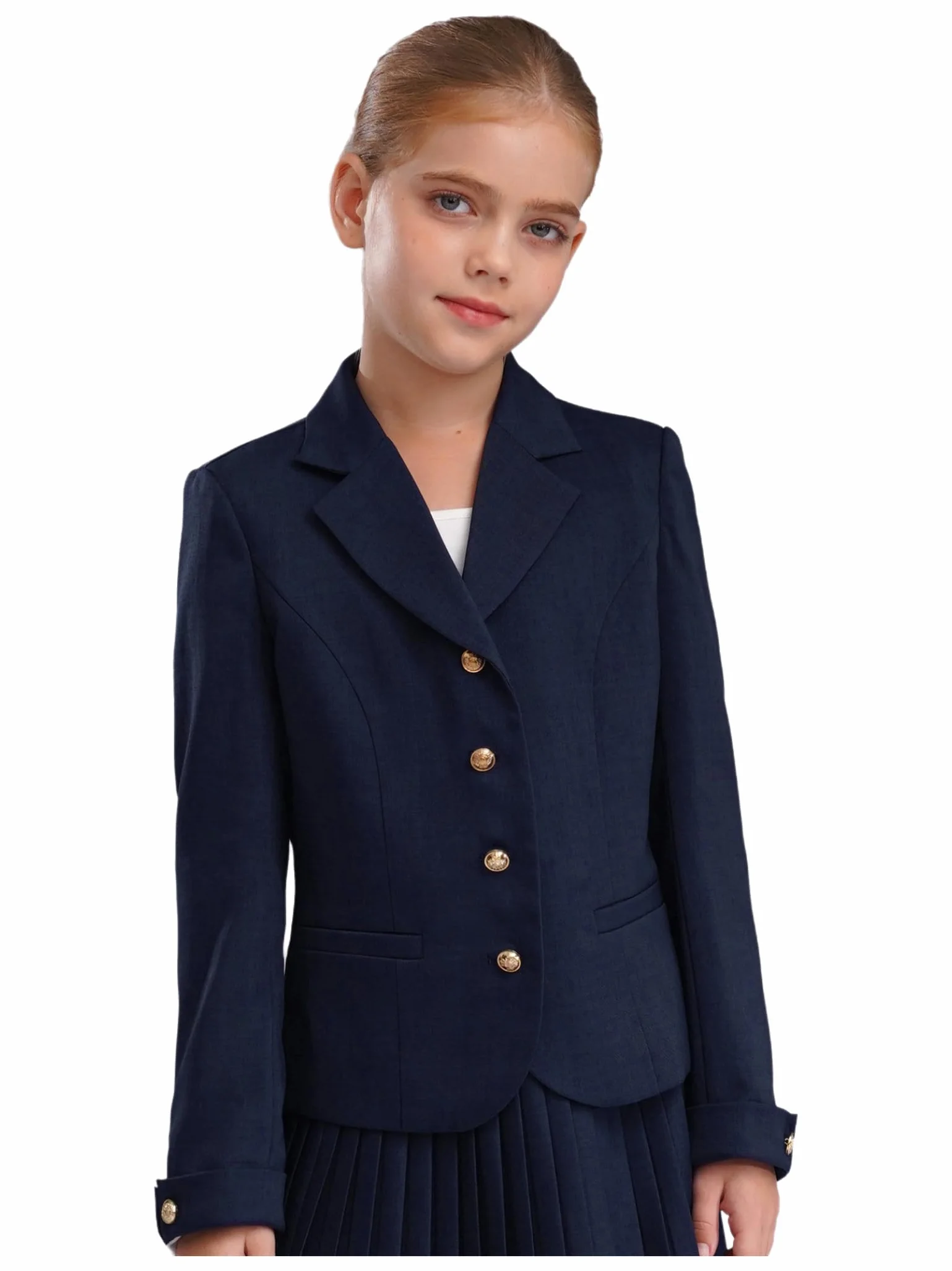 Blazer escolar para niños y niñas de manga larga cuello solapa 5-16 años