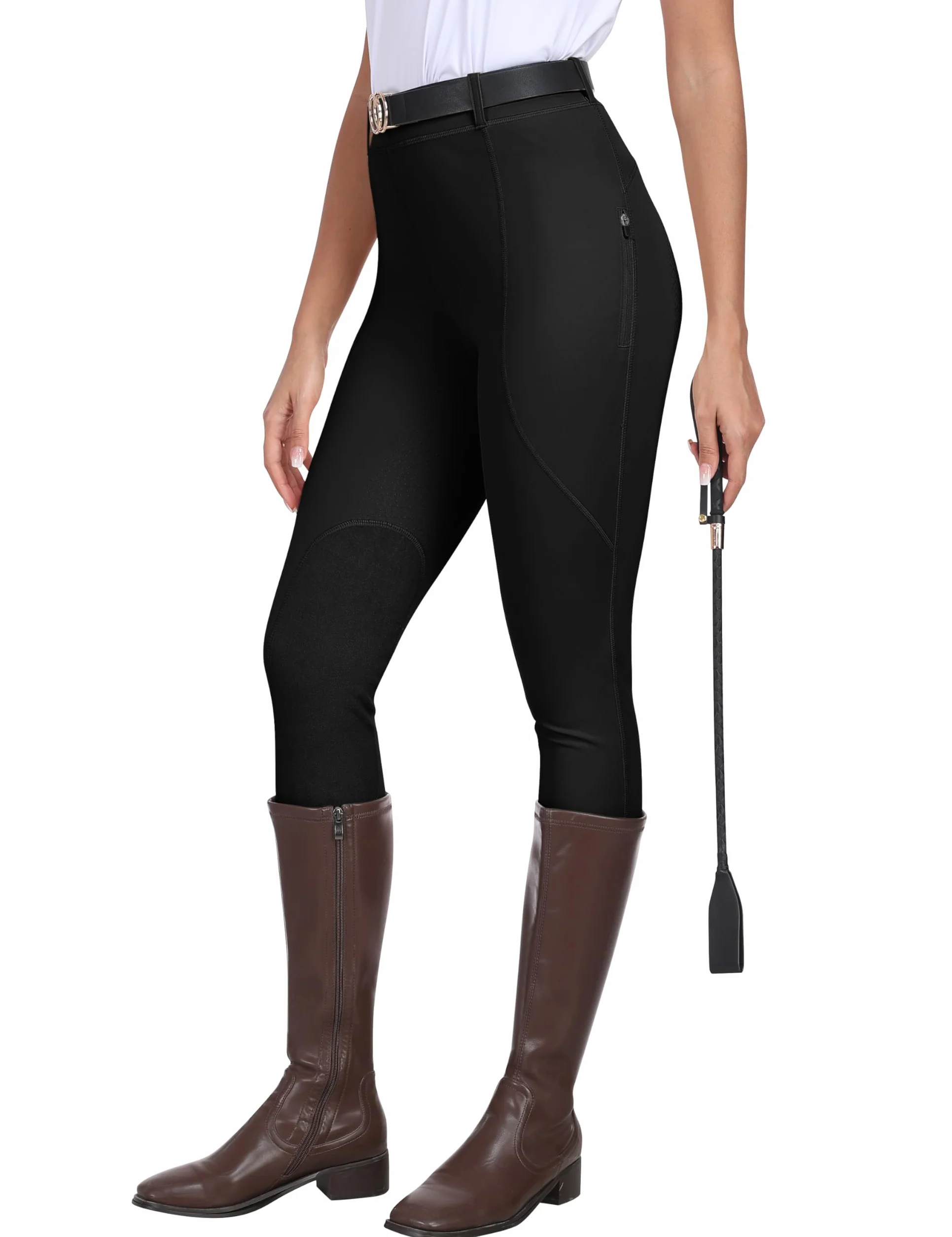 MoFiz Pantalon Mujer Riding Breeches Full Silicone Trim Stretch Zipper Pocket