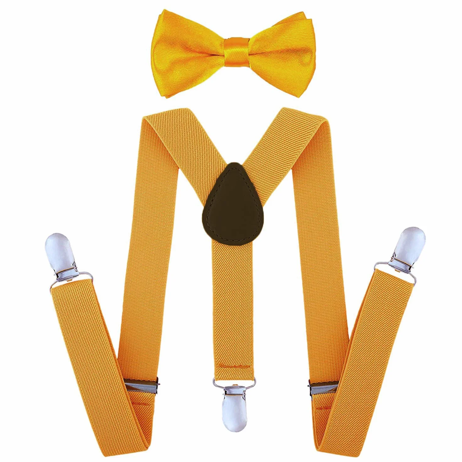 SunTrader Clip-on Suspenders Elastic Y-Shape Adjustable with Bow Tie Set for Boys Girls