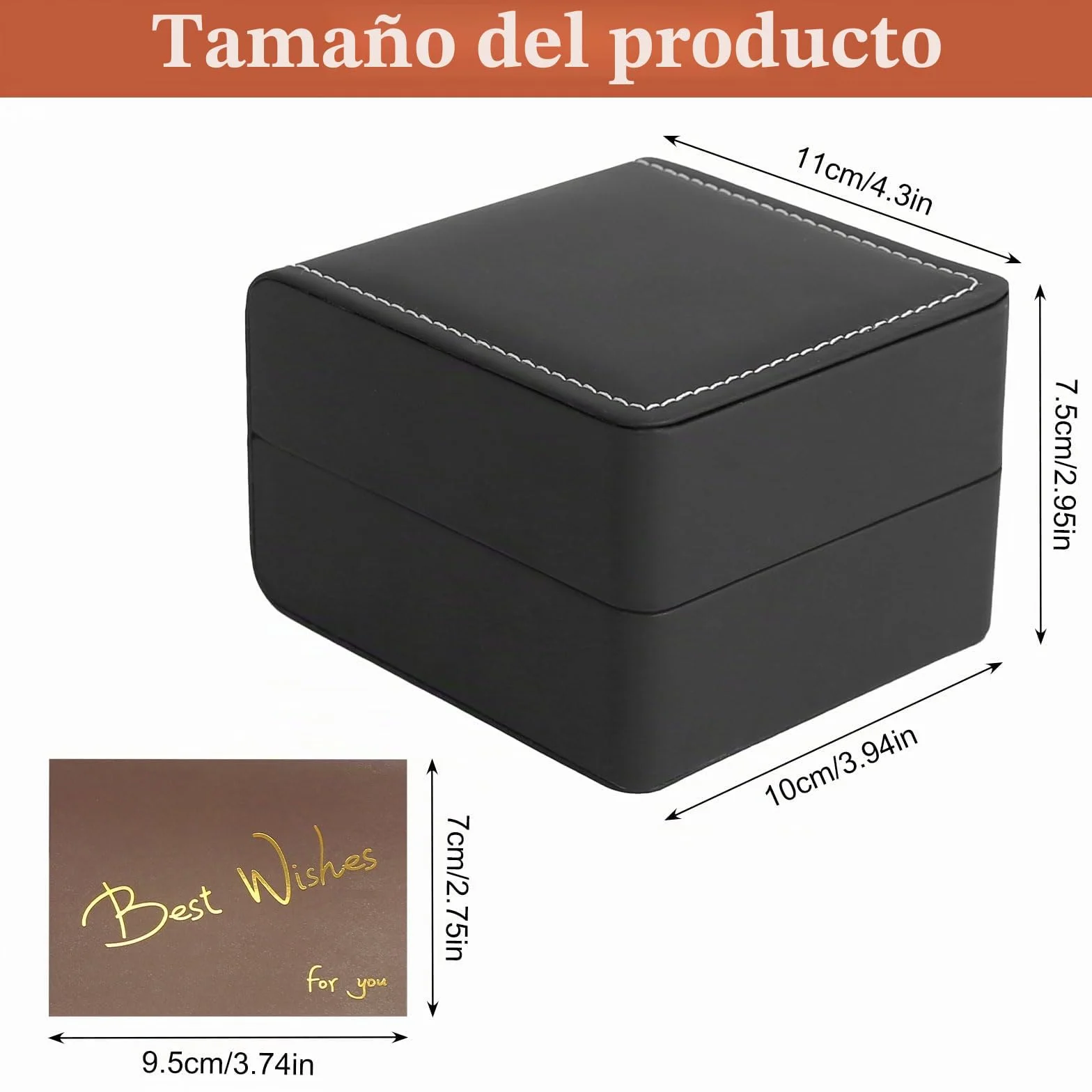 HFDONGL Caja de reloj individual con cojín extraíble de PU para almacenamiento portátil