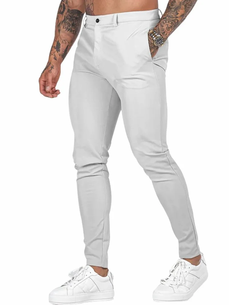 Pantalón Chino Hombre Slim Fit Elasticos Largo Trabajo Vaqueros Ajustados