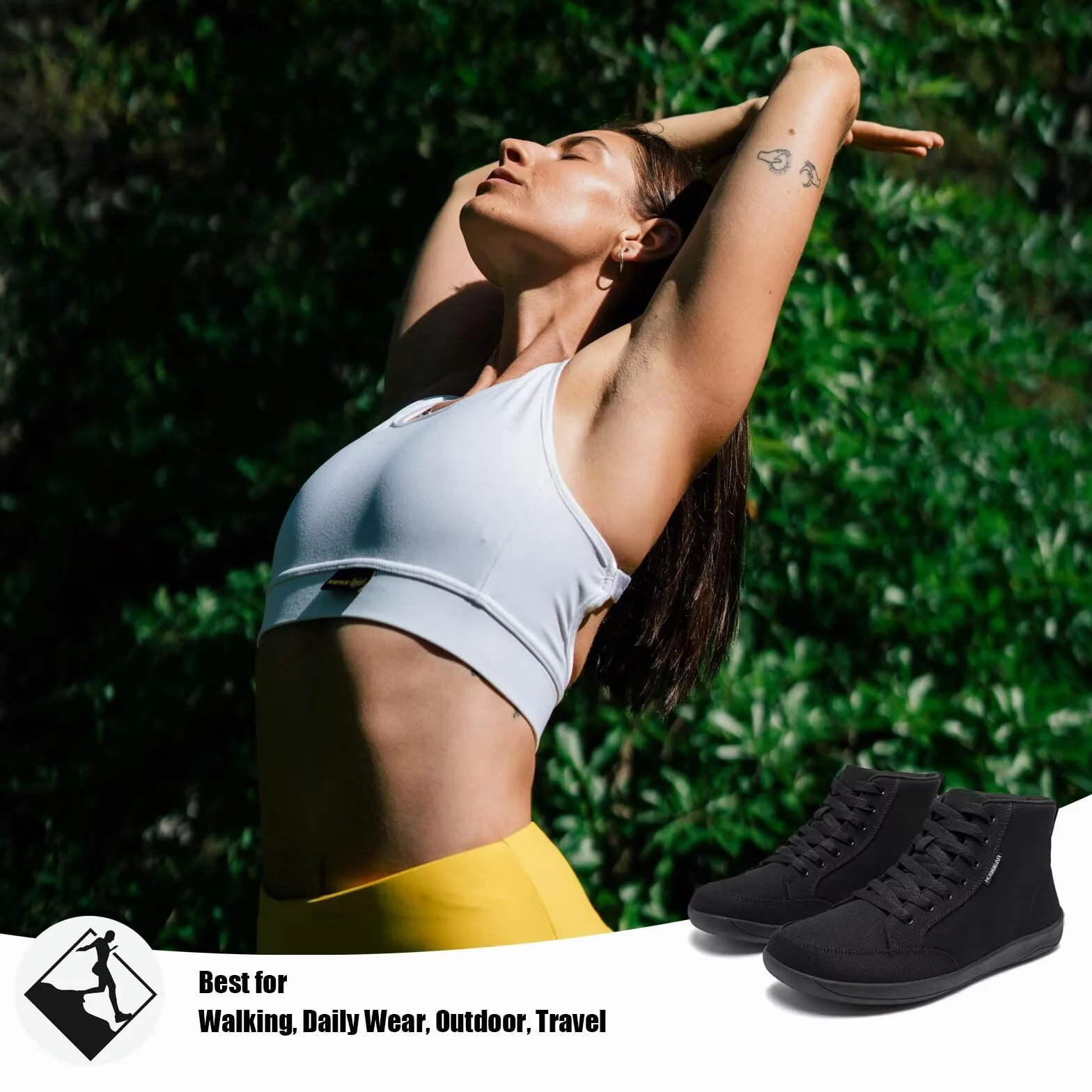 HOBIBEAR Zapatillas Unisex Barefoot de Lona Altas con Punta Ancha para Correr por Senderos