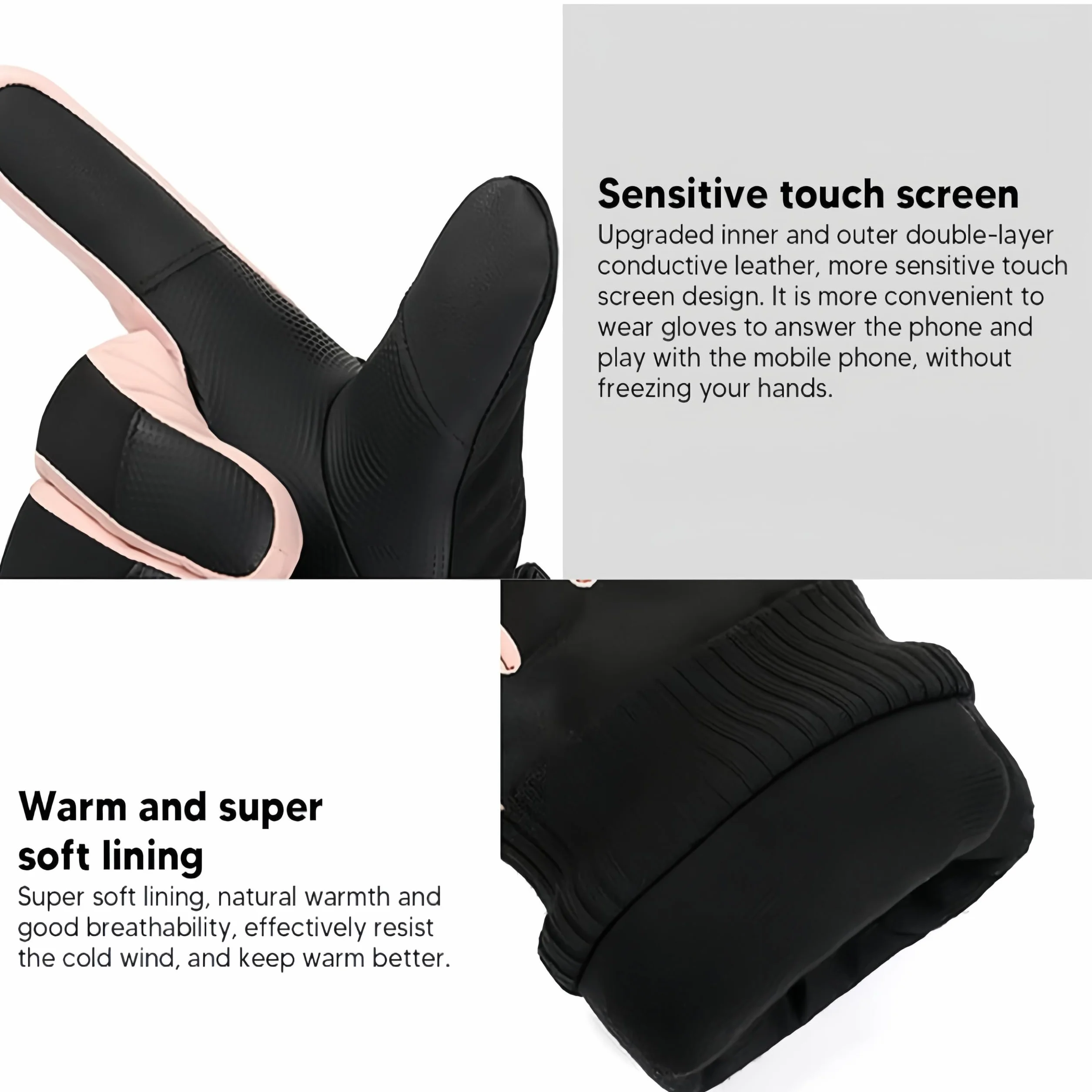 Guantes impermeables para pantalla táctil de invierno para mujer y hombre cálidos de esquí