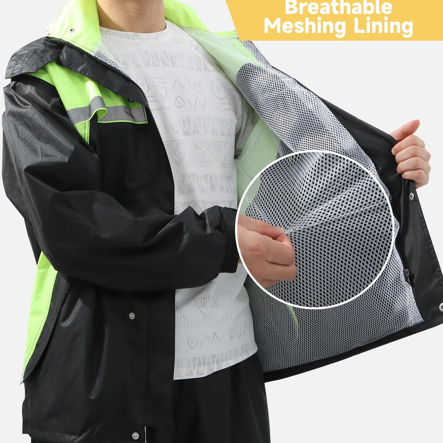 Chaqueta y Pantalones Impermeables para Lluvia para Hombre Traje de Lluvia Ropa Impermeable Profesional Impermeable con Capucha para Motocicleta