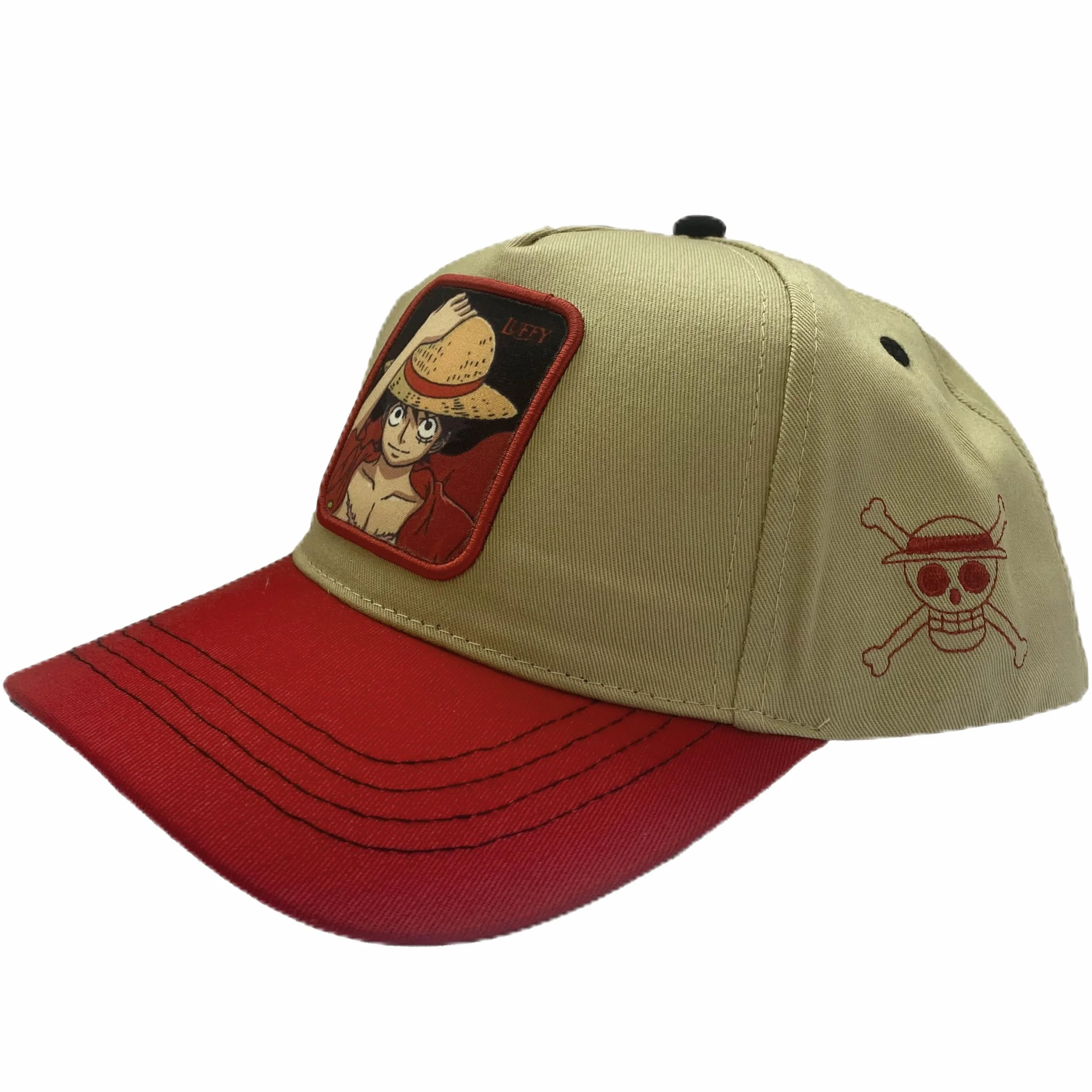 One Piece Oficial Gorra Hombre Luffy Straw Hat Baseball Cap Beige Rojo