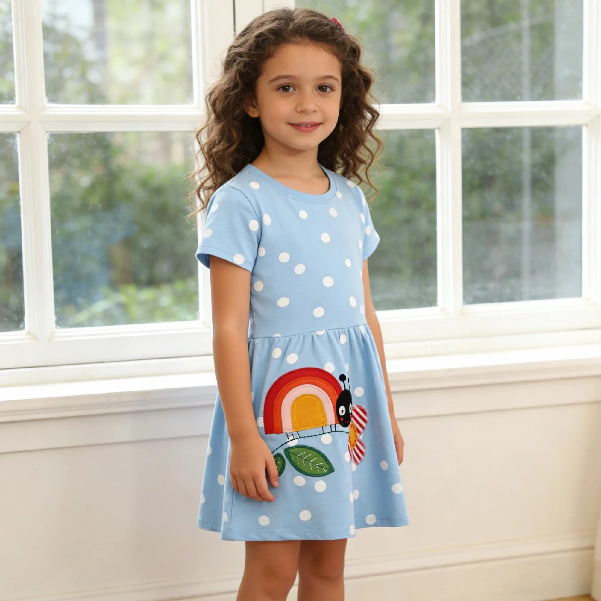 Vestido Niña Unicornio Algodón Cuello Redondo Princesa Fiesta Verano Talla 2-8 Años