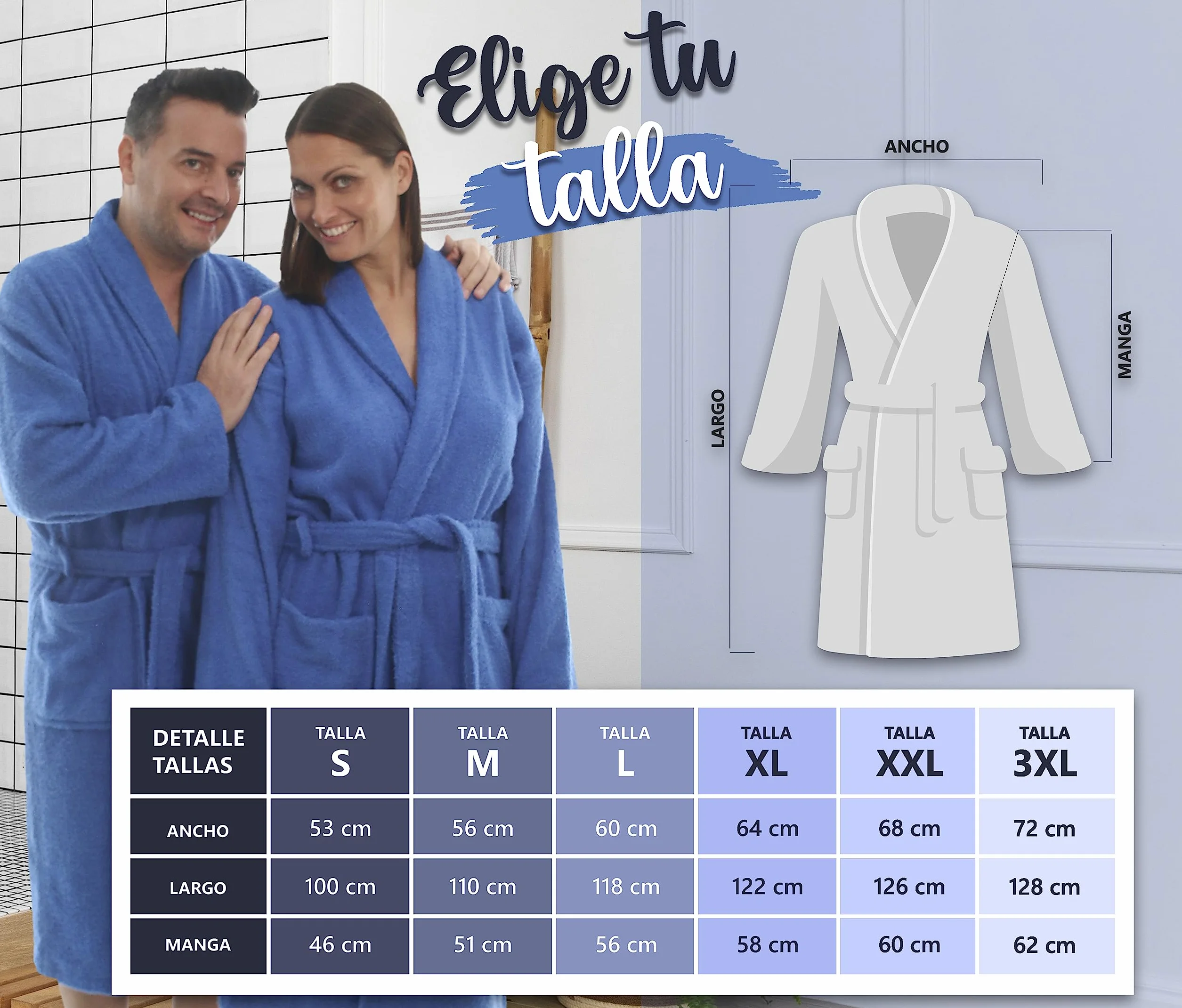 LEBENGOOD Albornoz Hombre 100% Algodón OEKO-TEX, Toalla Rizo Americano 450 gsm, Bata Baño, Tallas S M L XL XXL 3XL