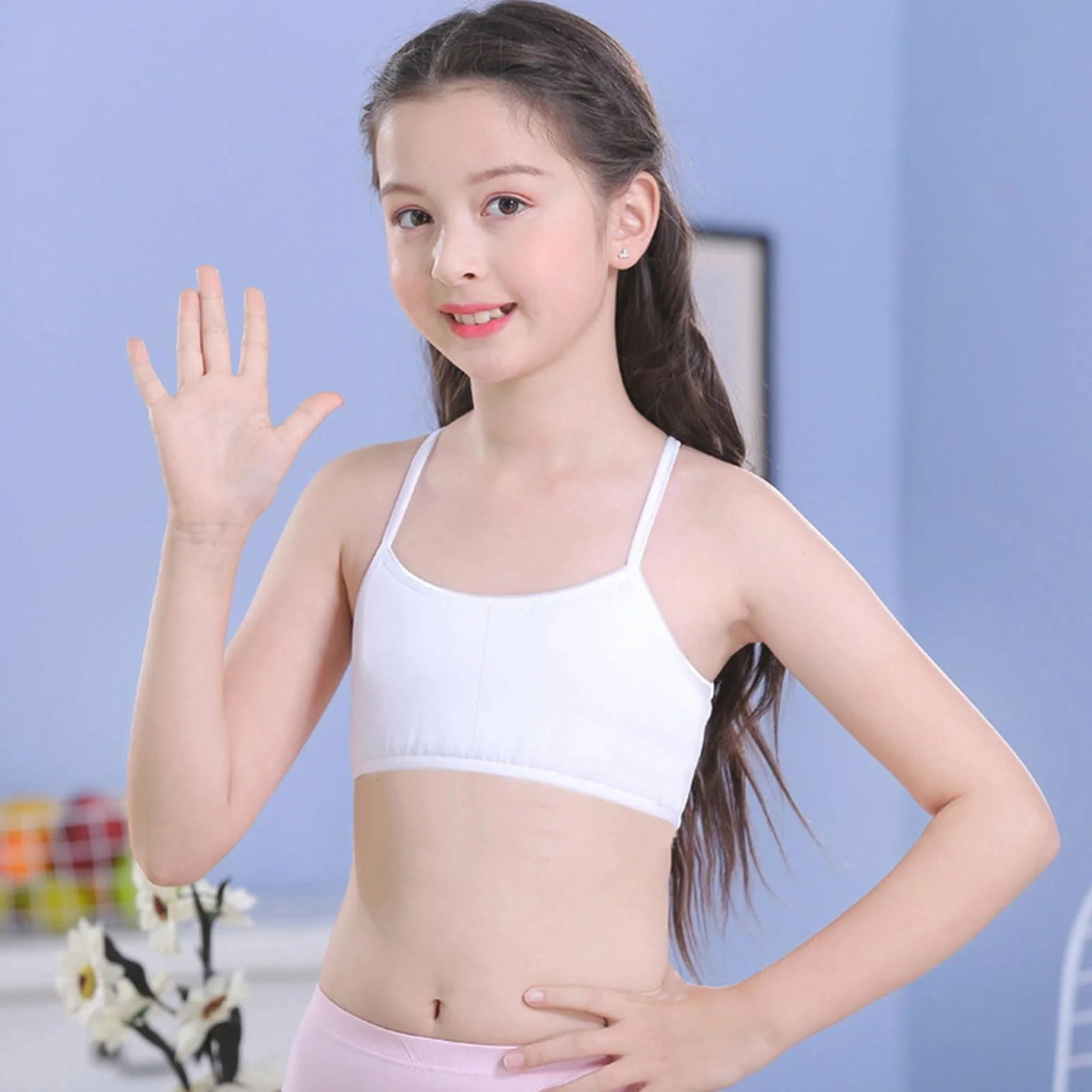 Pack de 4 Sujetador Deportivo de Algodón para Niña 8-14 años