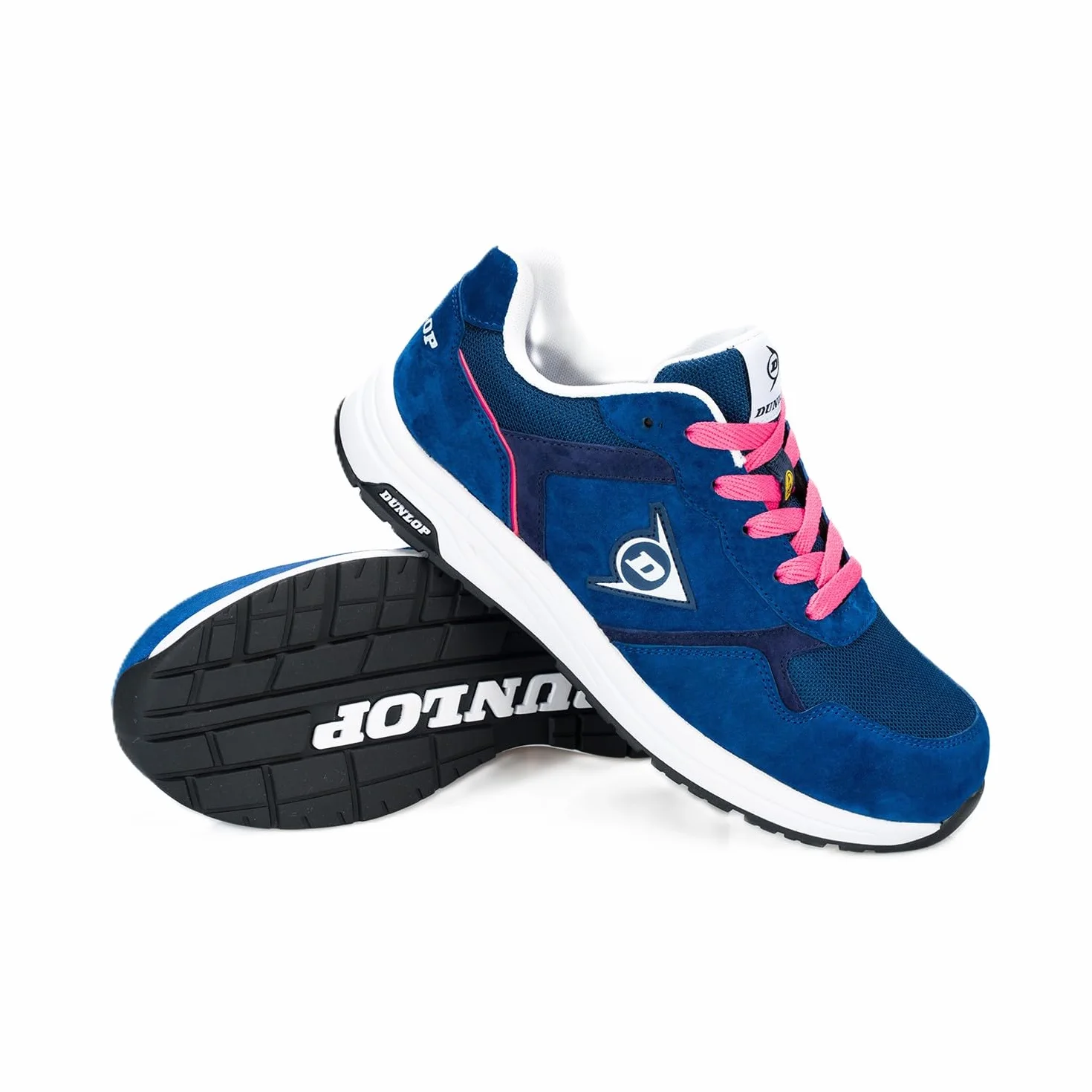 DUNLOP Zapato de Seguridad S3S Lady Arrow EVO Mujer Piel Ante Mesh Azul Rosa Puntera Fibra Vidrio Suela EVA HRO