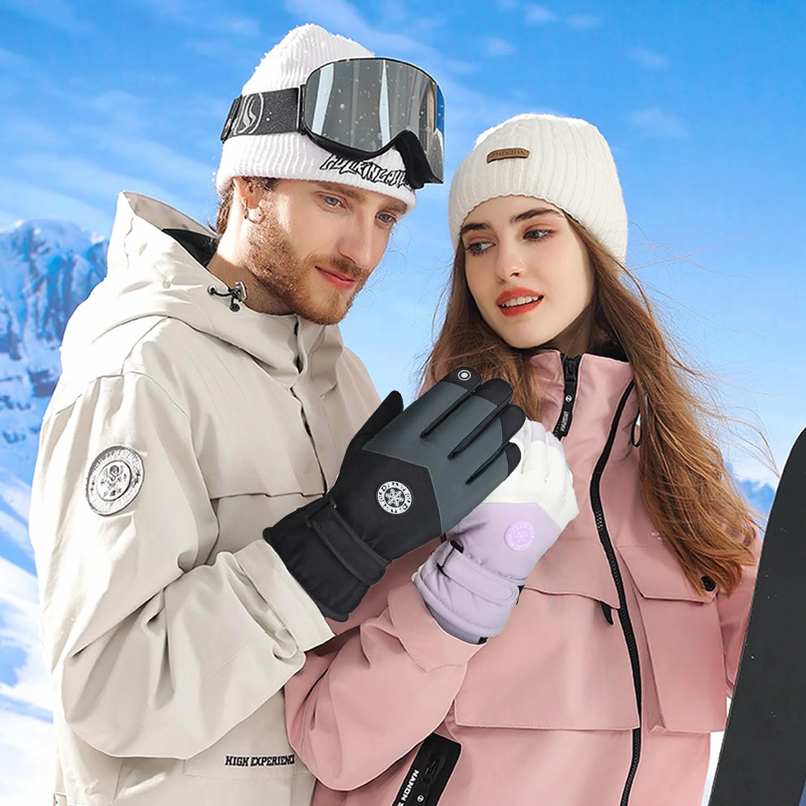 GEEKEO Guantes Térmicos Impermeables Antideslizantes a Prueba de Viento con Pantalla Táctil para Esquí y Nieve