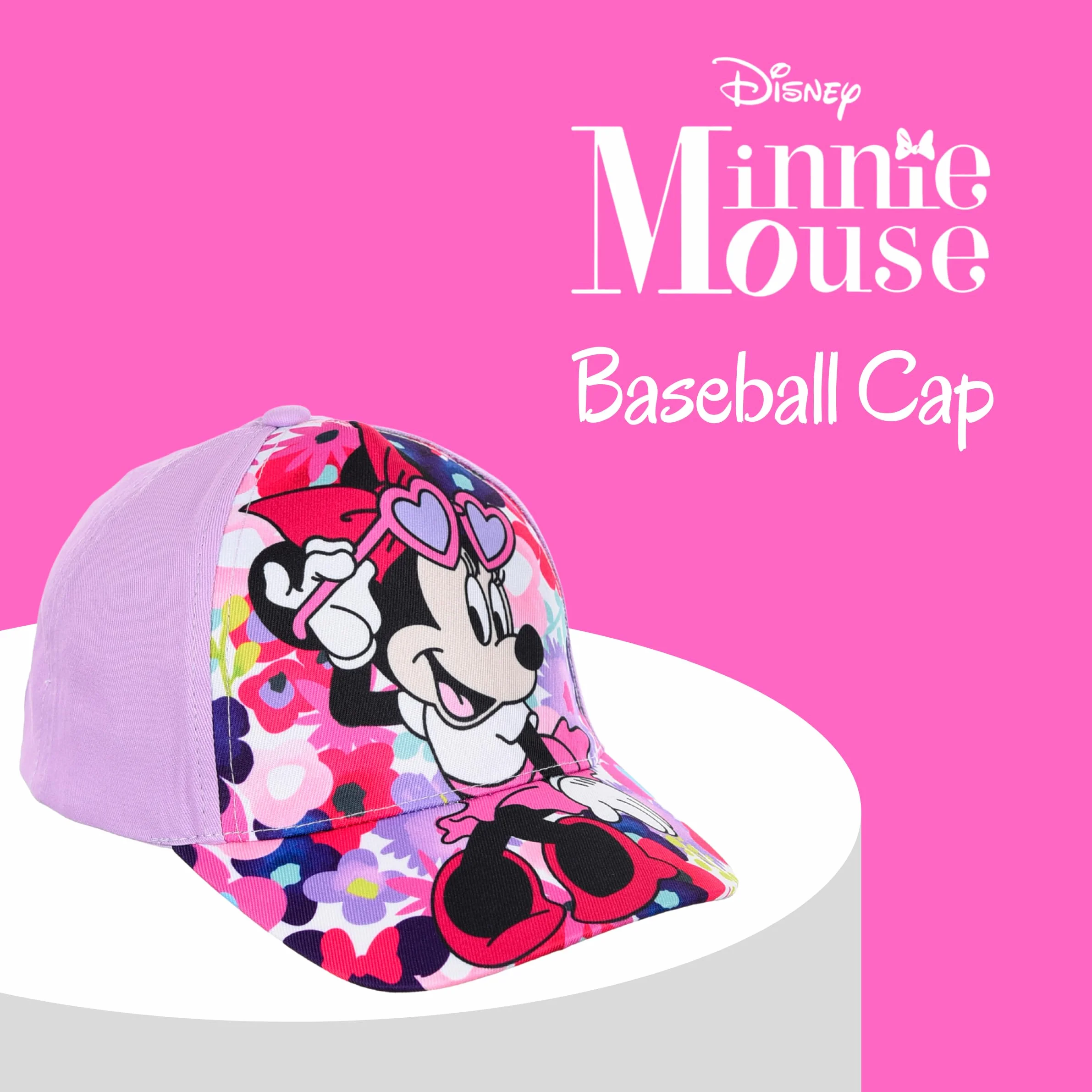 Disney Minnie Mouse Gorro para Niñas, Gorra de Béisbol Clásica, Diseño Floral